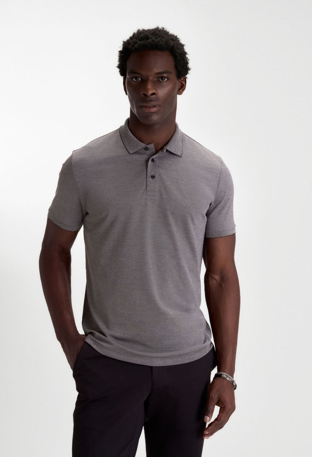 POLO DOCTHOS SLIM MANGA CURTA PIQUET GOLD 003 Preto Gg