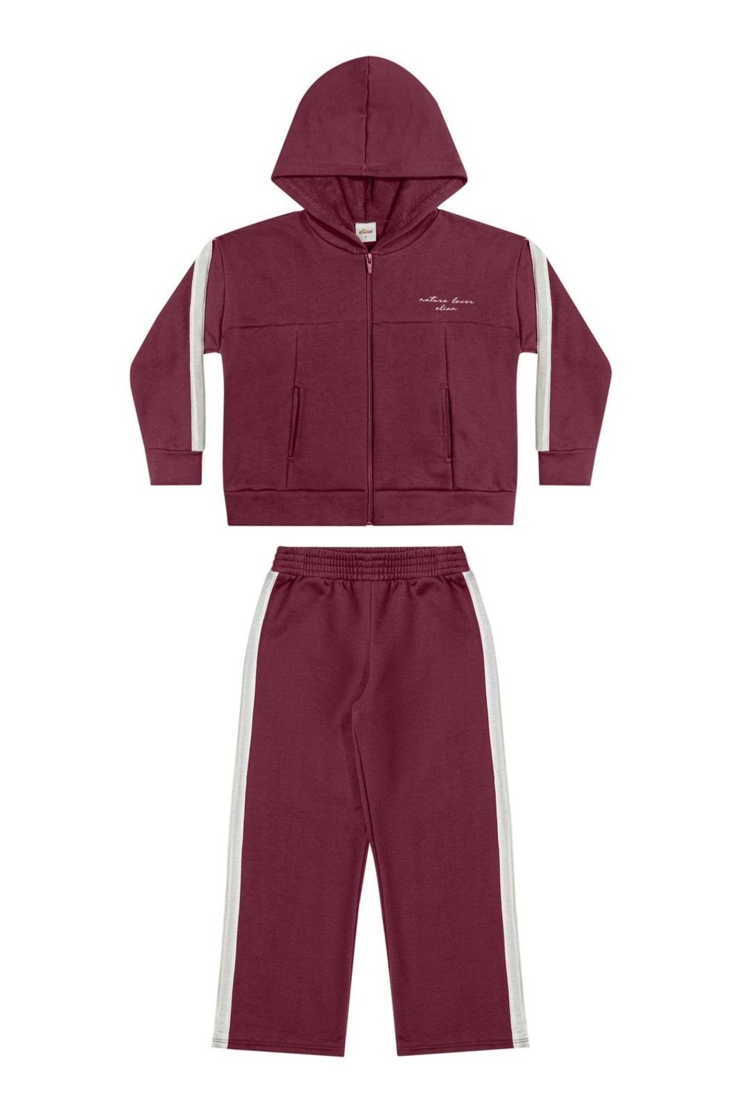 Infantil - Conjunto Menina Moletom Listra Elian Bordô