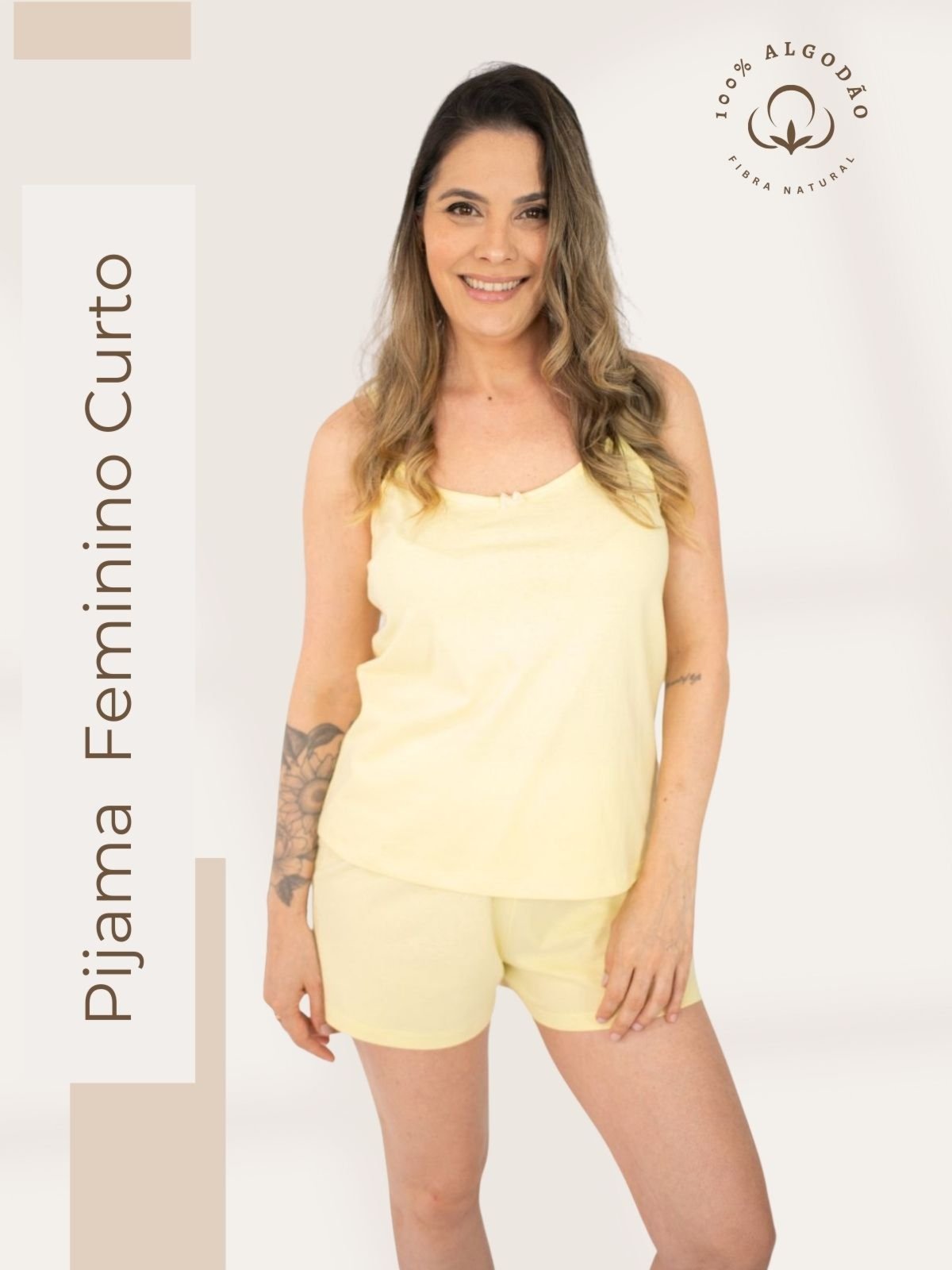 Pijama Feminino Alcinha Kelly – Amarelo