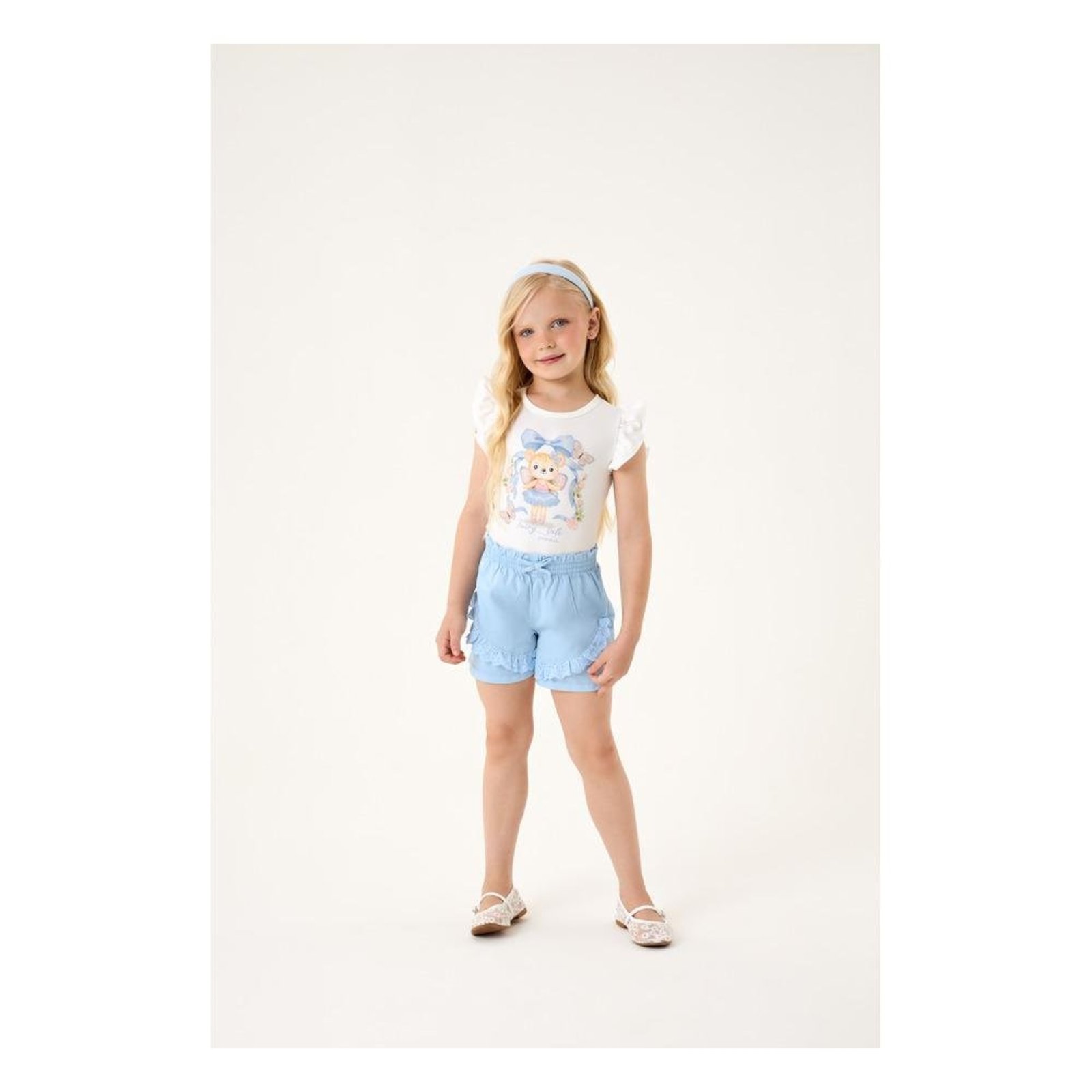 Infantil - Conjunto Feminino Verão Camiseta Shorts Somni 1 Azul