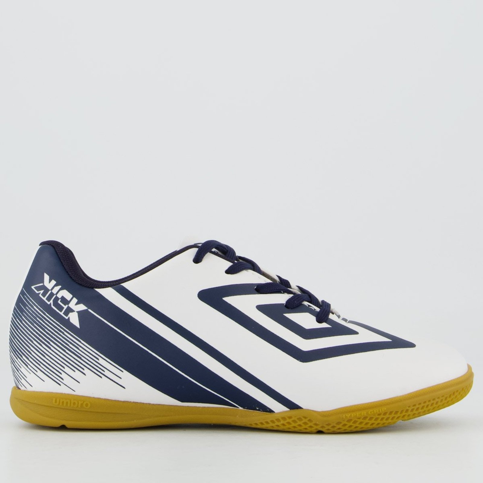 Chuteira Umbro Kick Futsal Juvenil Branca e Marinho