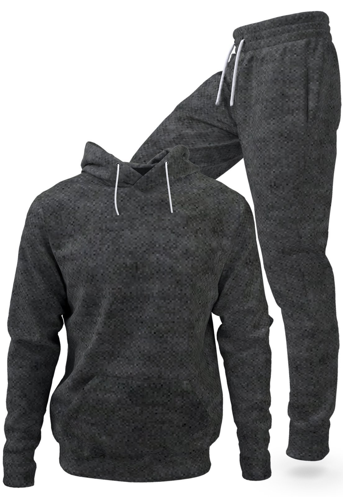 Conjunto Moletom Blusa De Frio Com Capuz E Calça Jogger Tecido Felpado Macio Premium Chumbo