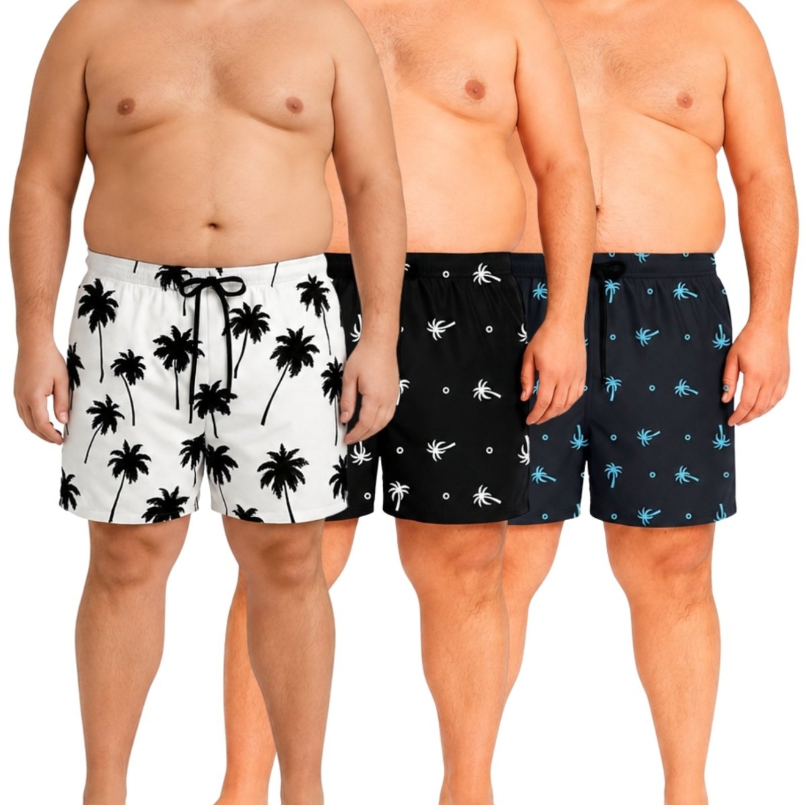 Kit 3 Bermudas Masculinas Plus Size Tactel Estampadas Praia Piscina G1 G2 G3