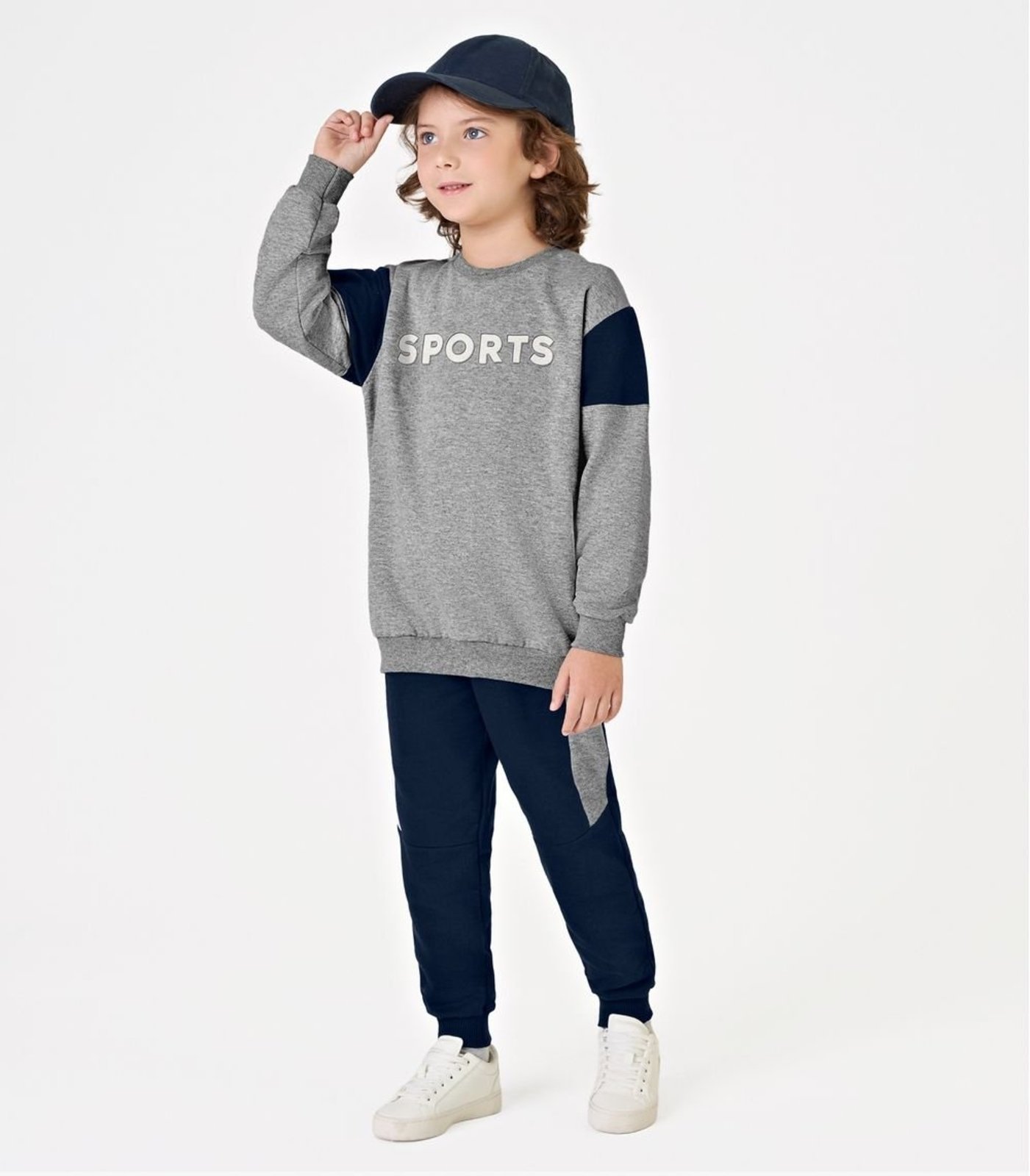 Infantil - Conjunto Blusão com Calça Menino Trick Nick Cinza