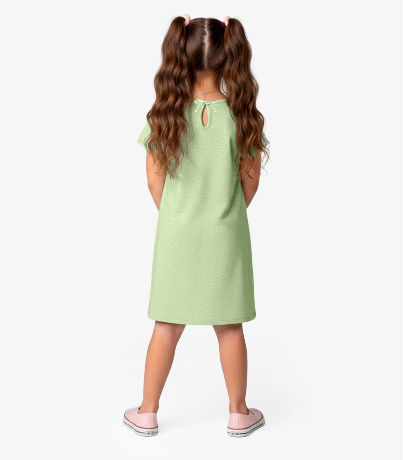 Vista 3 Infantil - Vestido em Moletinho Maquenetado Select rosa Select rosa