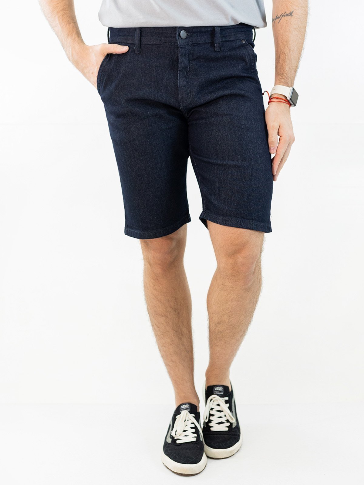 Bermuda Masculina Jeans Slim Azul Escuro Elastano Anticorpus