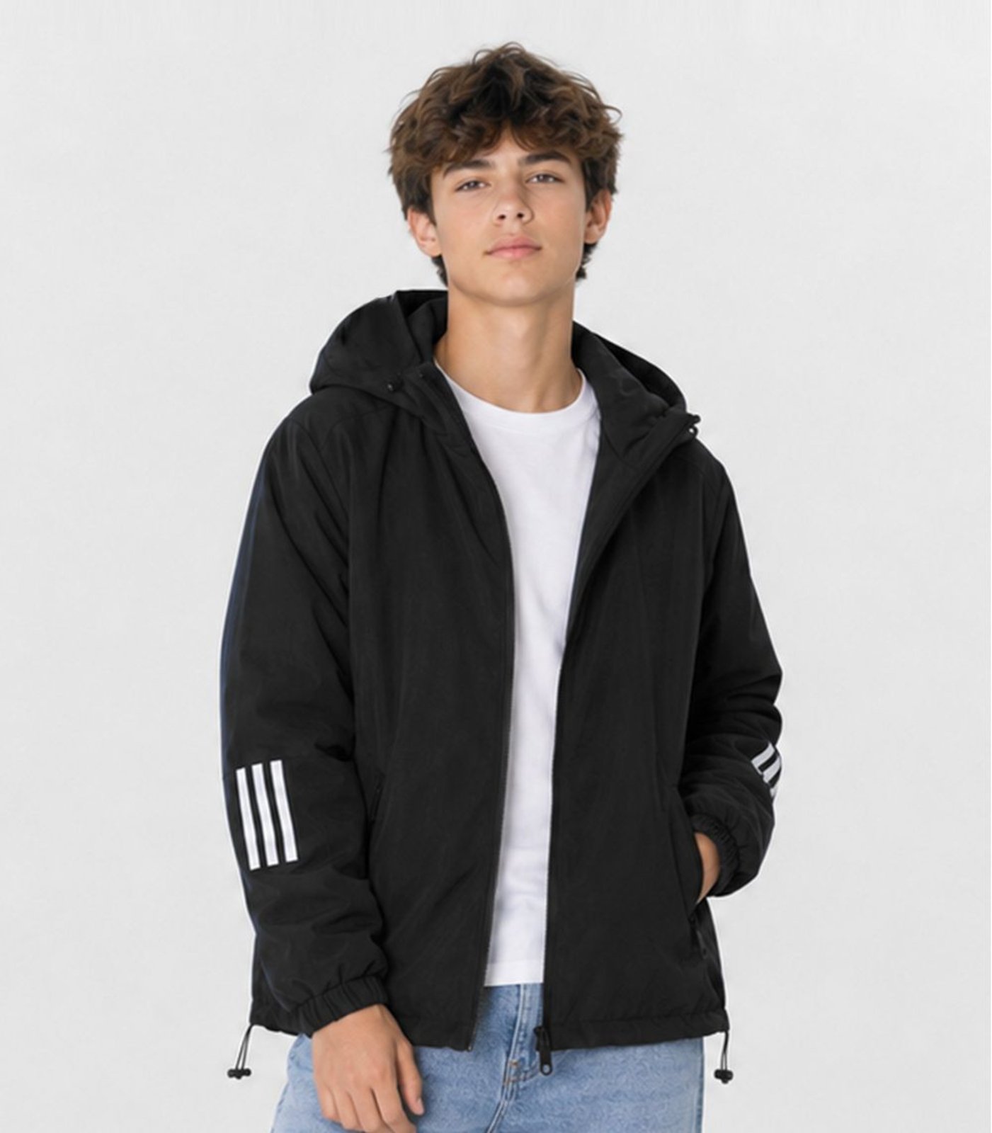 Infantil - Jaqueta Juvenil Masculina Com Capuz Sea Surf Preto