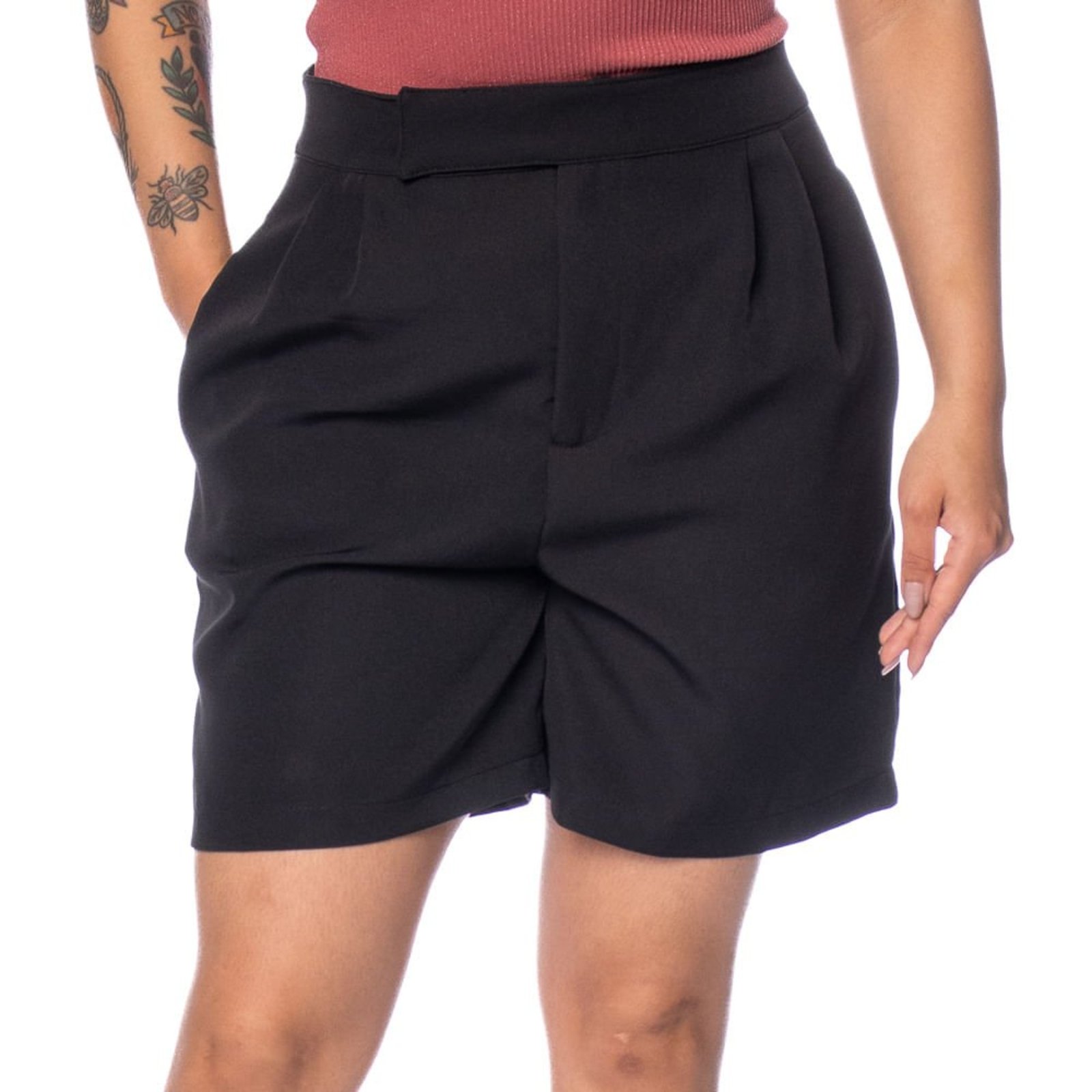 Short Feminino Endless Reto Cintura Alta Preto