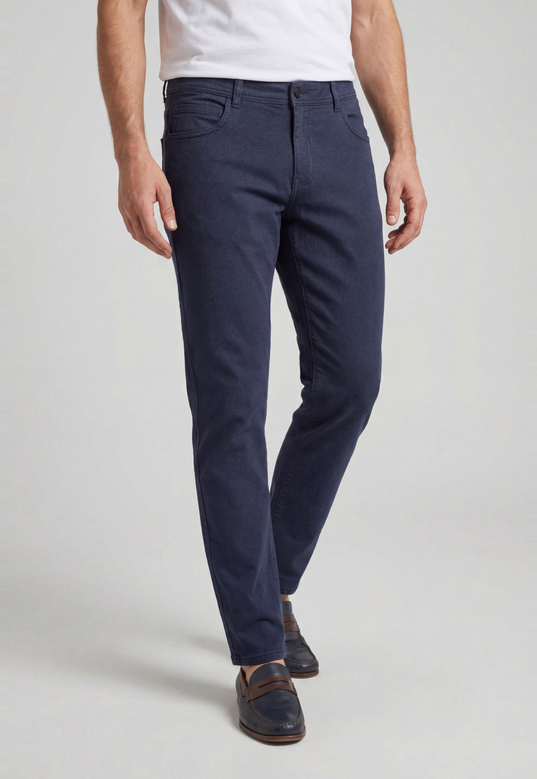 Calça Masculina Sawary Modelagem Reta Algodão Azul Marinho