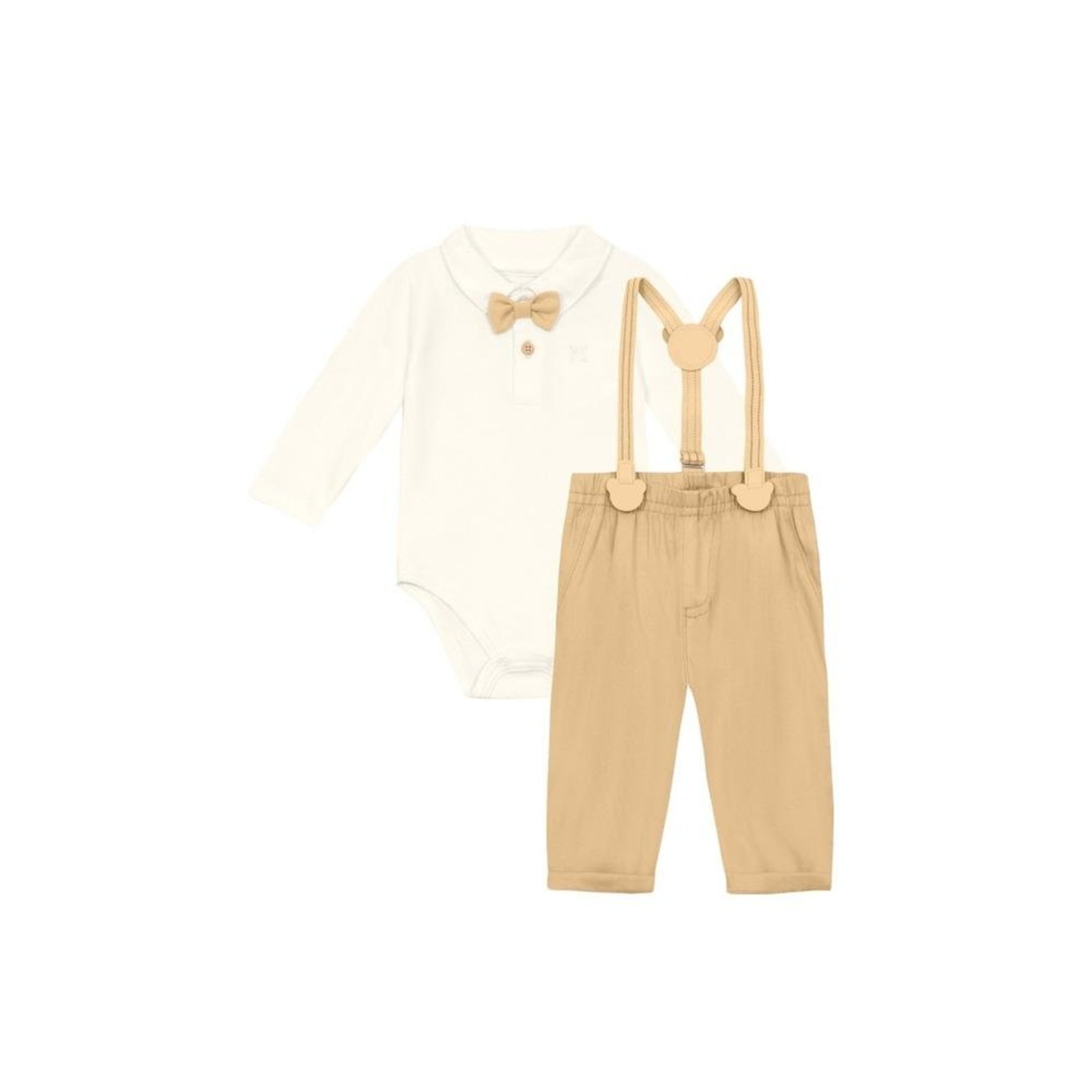 Infantil - Conjunto Calça Suspensório Menino Brandili G Amarelo