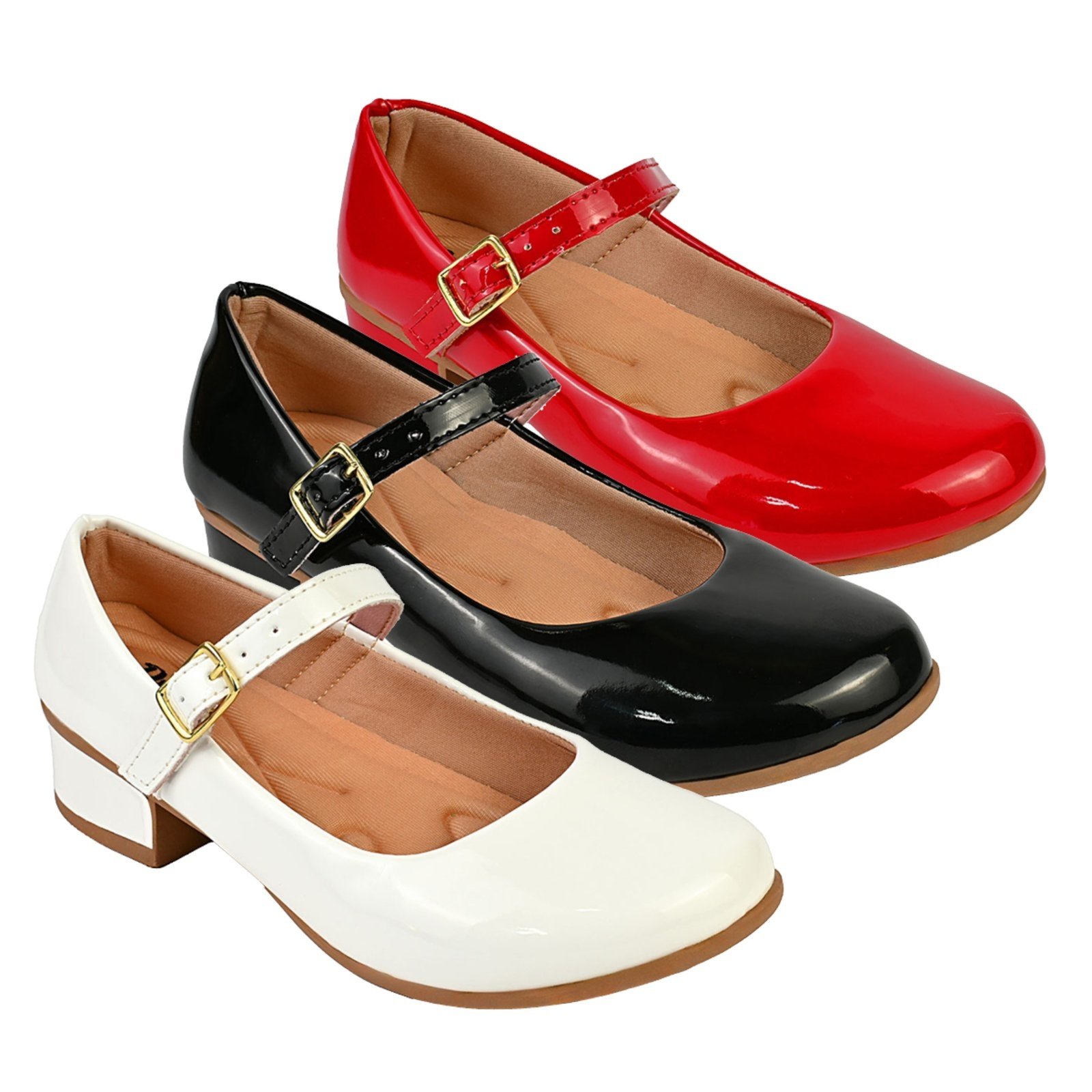 Infantil - Kit Com 3 Pares Sapatilha Feminina De Menina Boneca Do 28 Ao 36 101 - BRANCO E PRETO E VERMELHO 001