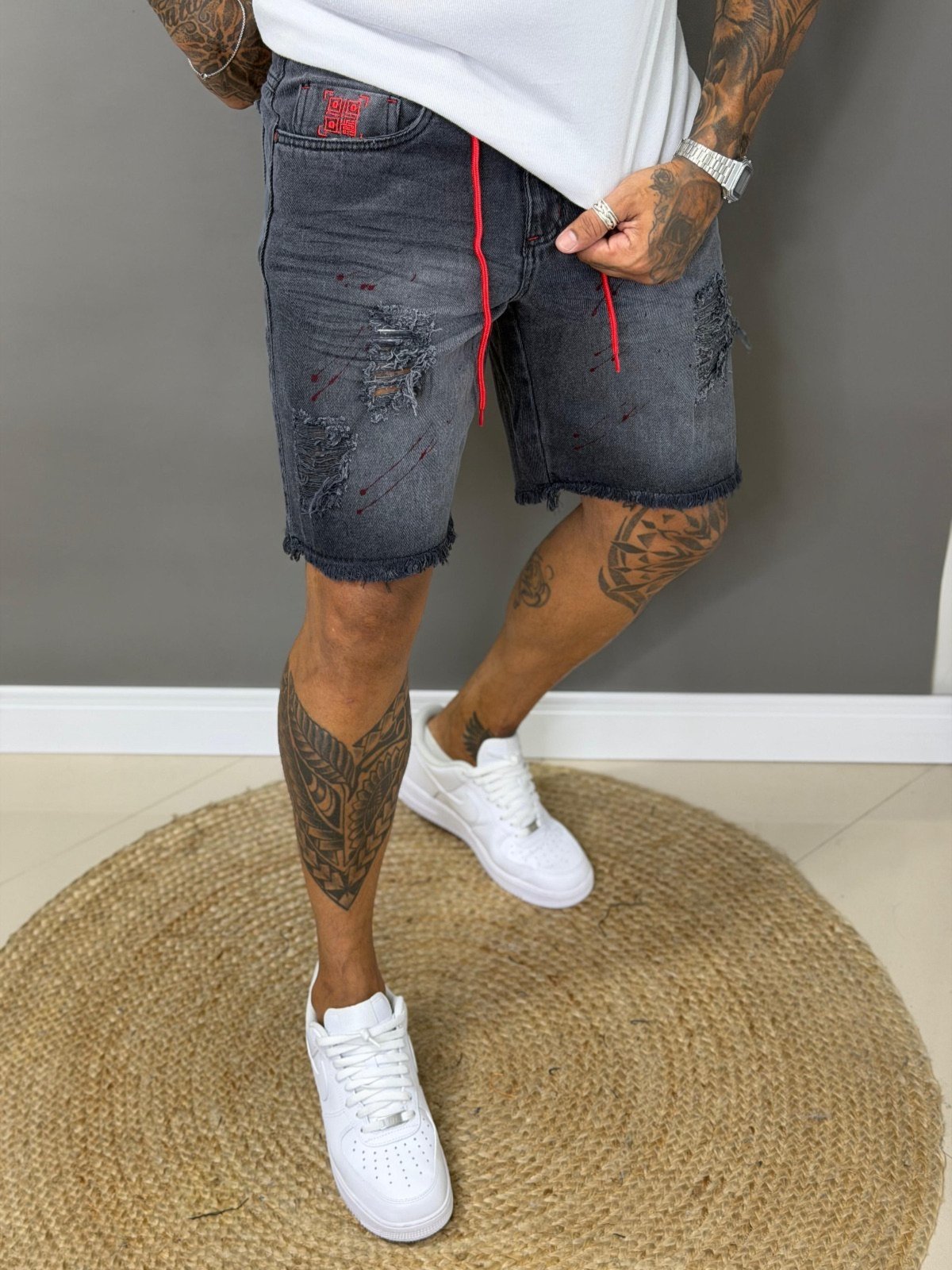 Bermuda Jeans Jogador Masculina Avec Básica Casual Grafite