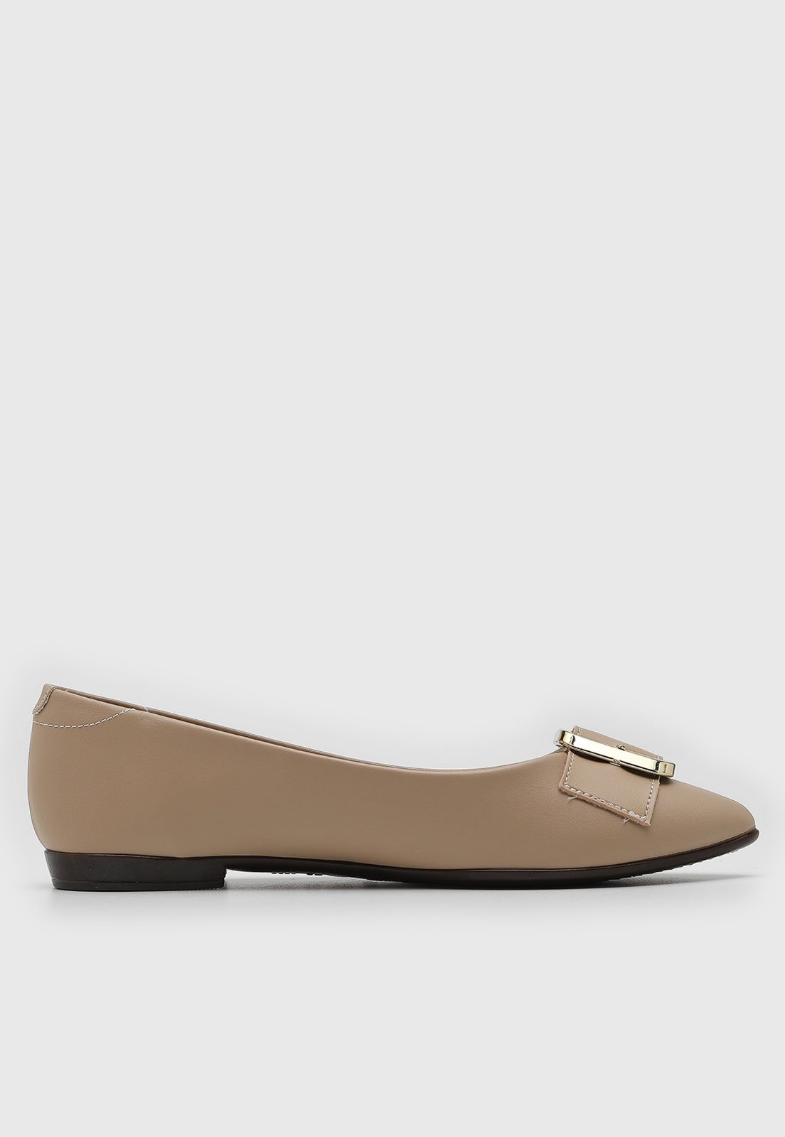 Vista 3 Sapatilha Feminina Beira Rio Detalhe Metálico Dourado bege bege