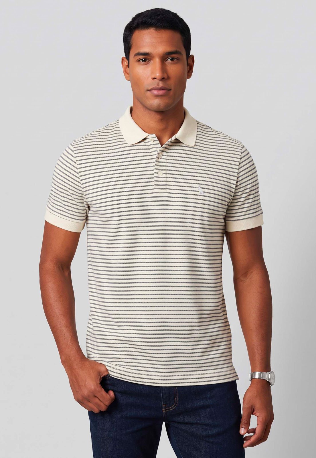 Polo Masculina Reserva Listrada Off-White