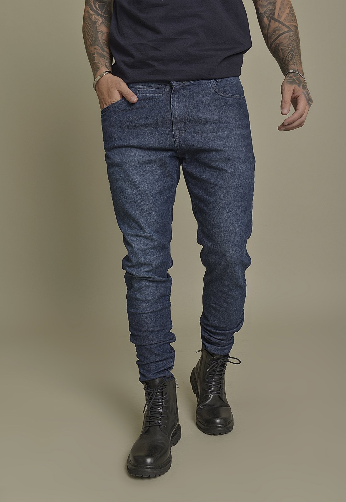 Calça Jeans Masculina Skinny Tradicional Azul Escuro Dialogo