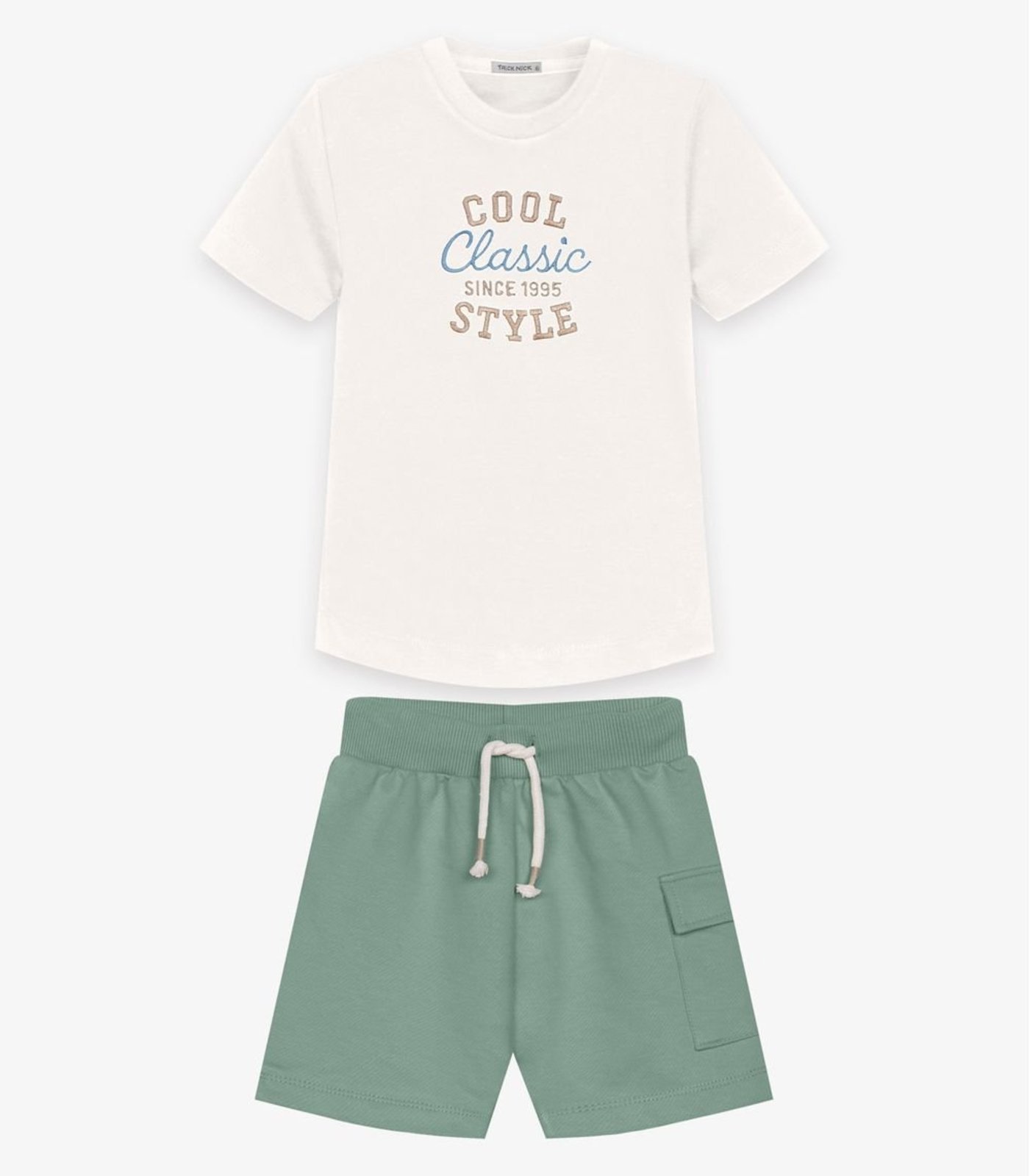 Infantil - Conjunto Camiseta Com Bermuda Trick Nick Bege