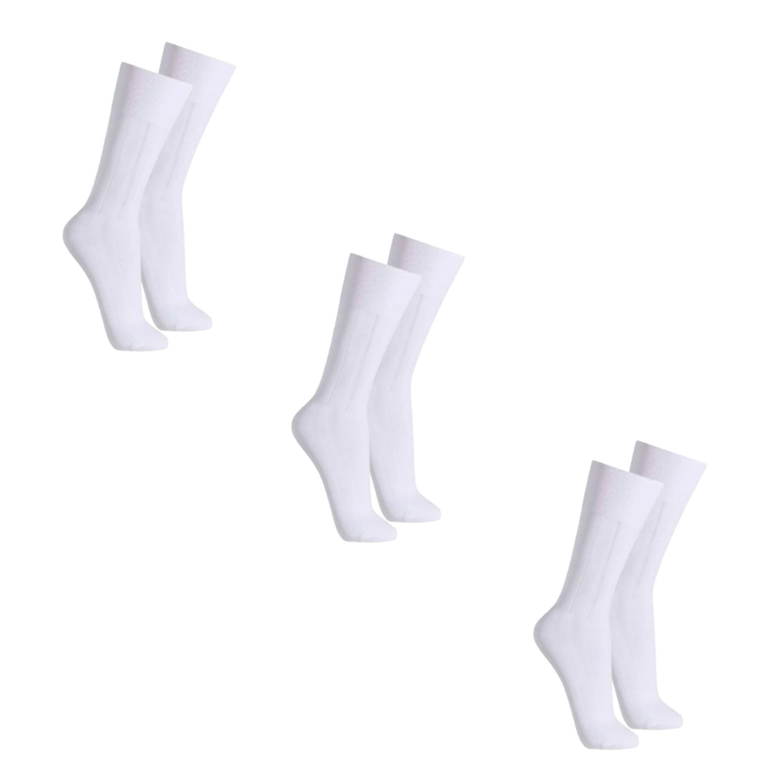 Kit 3 Pares de Meias QLC Sports Algodão Cano Longo Social Branco