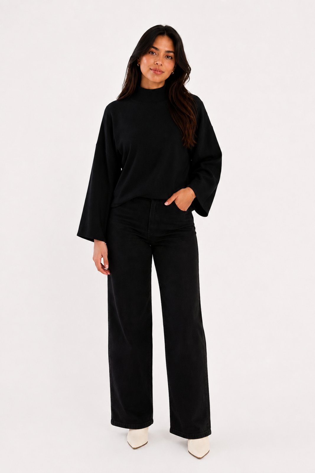 Blusa Feminina D Bell Outlet Fashion Gola Alta Preto