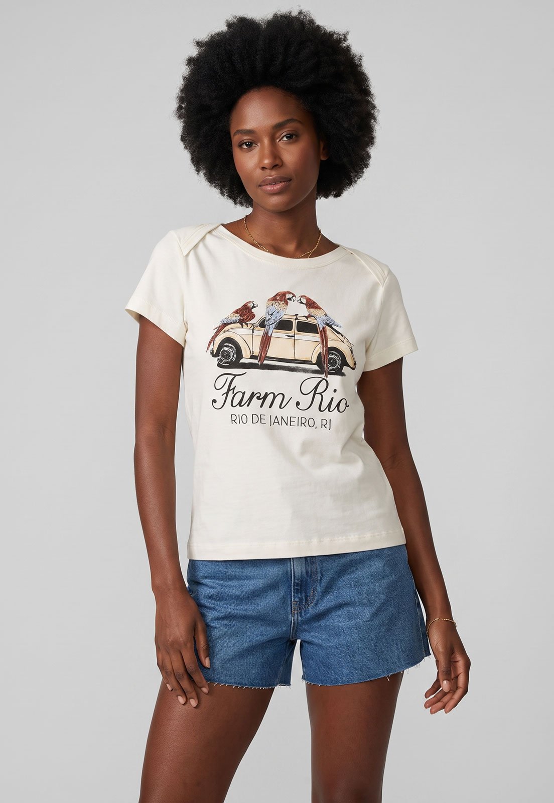 Camiseta Feminina FARM Com Estampa Branca