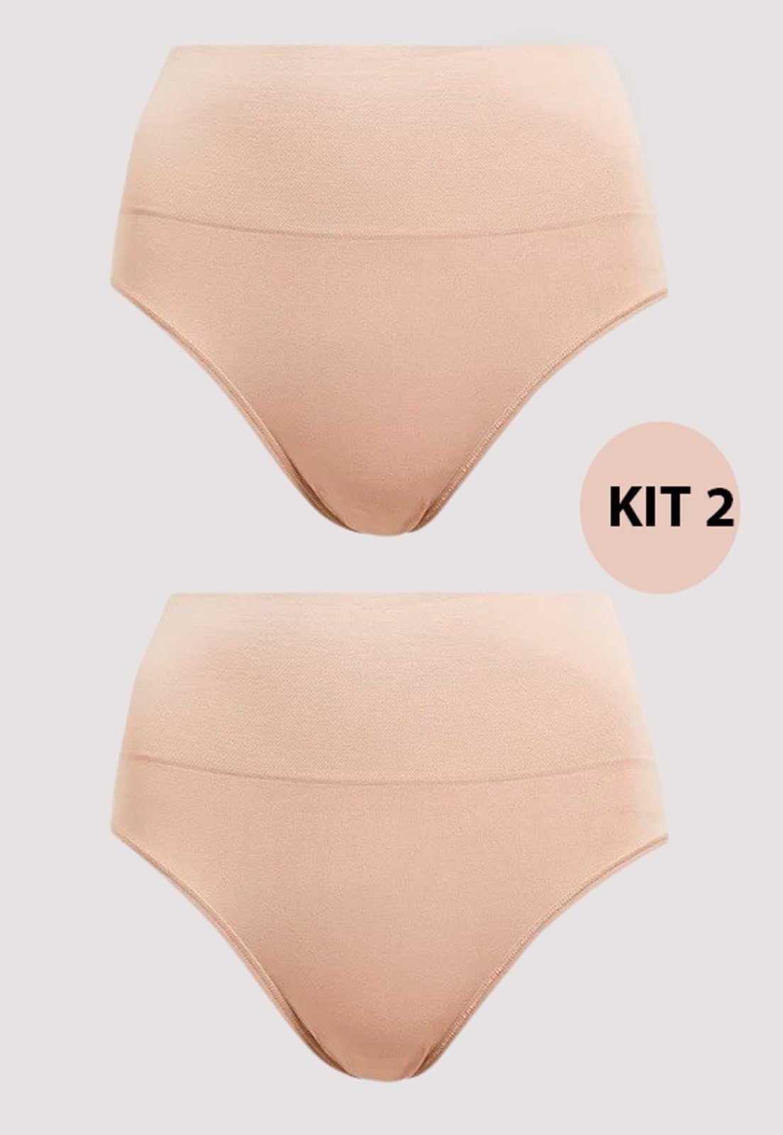 Kit 2 Calcinha Cinta MdMix Modeladora Cós Alto Bege