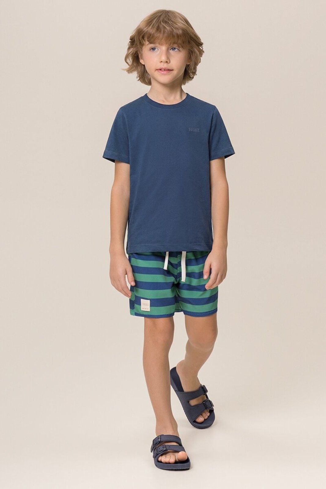 Infantil - Conjunto Bugbee Camiseta Meia Malha Bermuda Microfibra