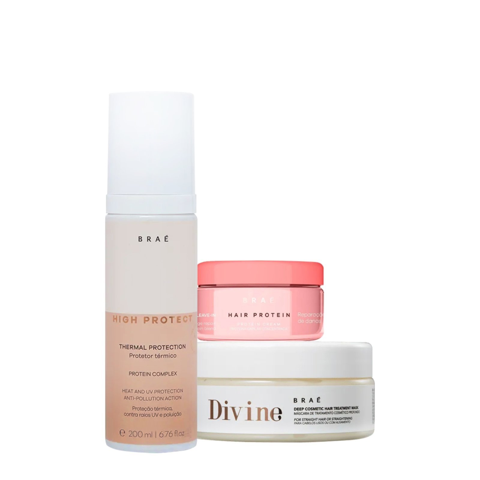 Kit Braé High Protect Thermal Divine Máscara e Hair Protein (3 produtos)