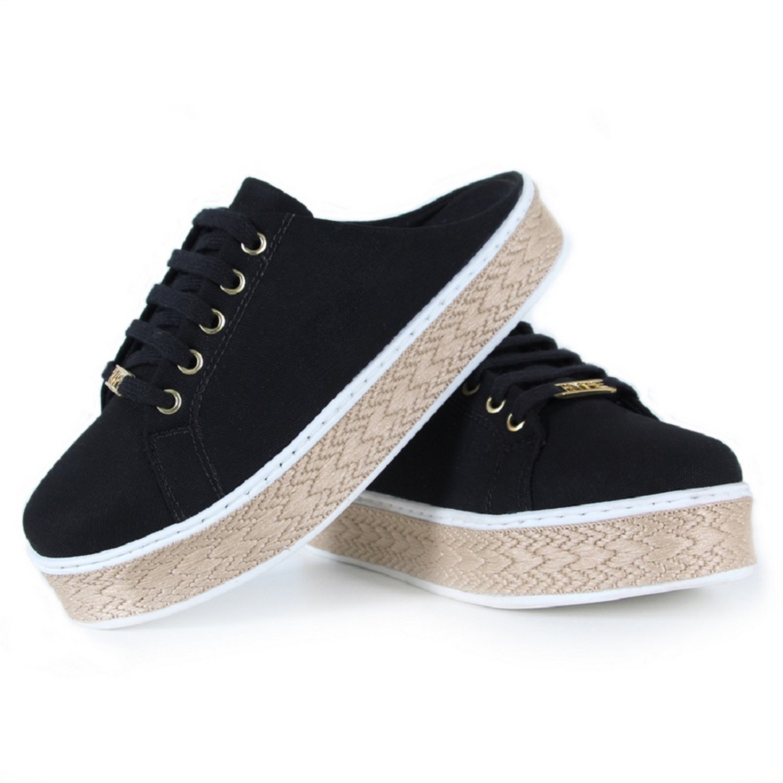 Mule Sapatilha Feminina Babuche Casual Preto Encordoamento Lateral