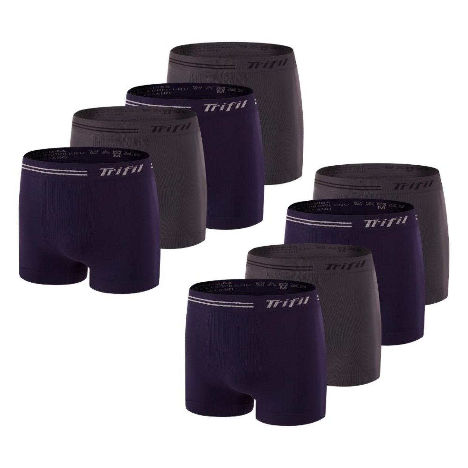 Kit Com 8 Cuecas Box Masculino Trifil Sem Costura Microfibra