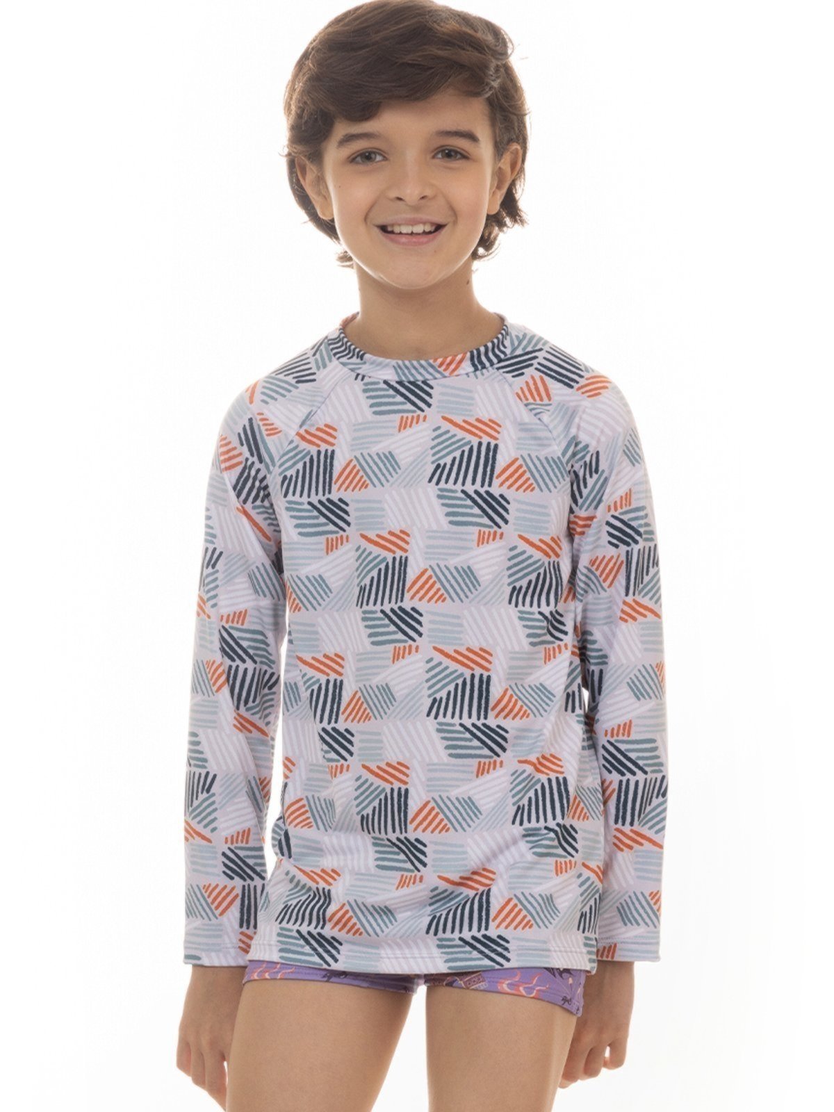 Vista 2 Camisa de Praia Unissex com Proteção UV 50 Magicamente Litoral Magicamente Kids branco Magicamente Kids branco