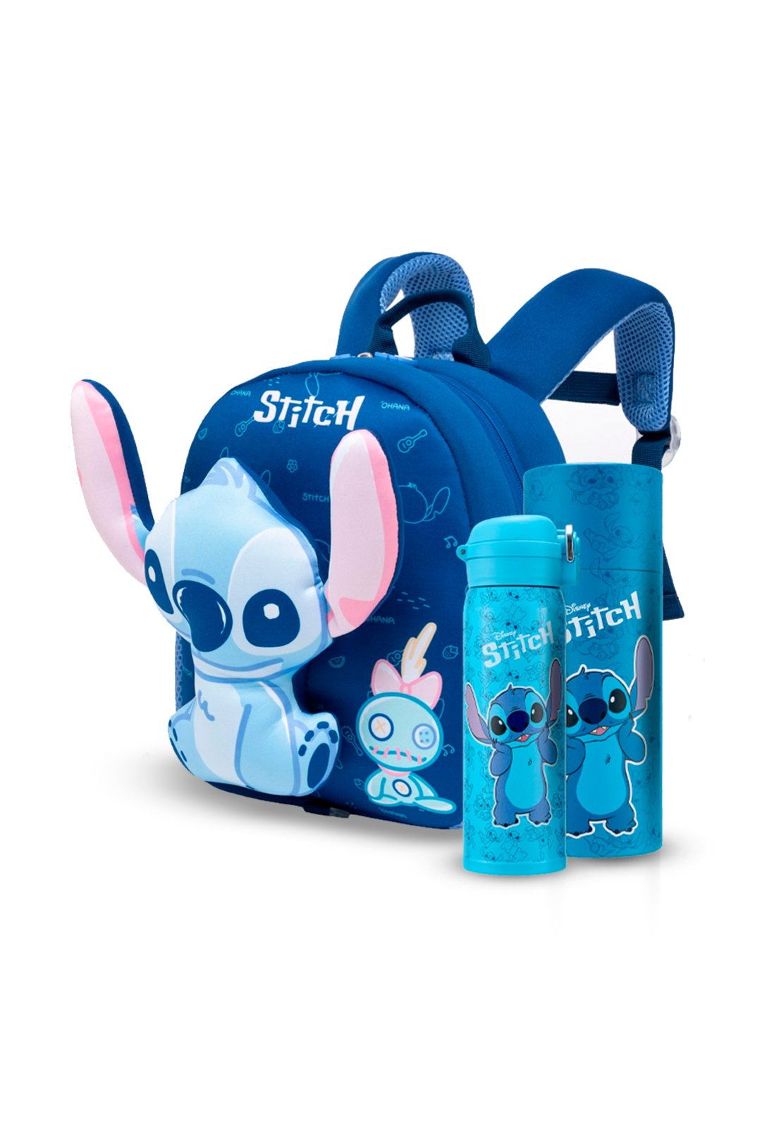 Infantil - Kit Mochila Garrafa Disney Stitch Escolar Passeio