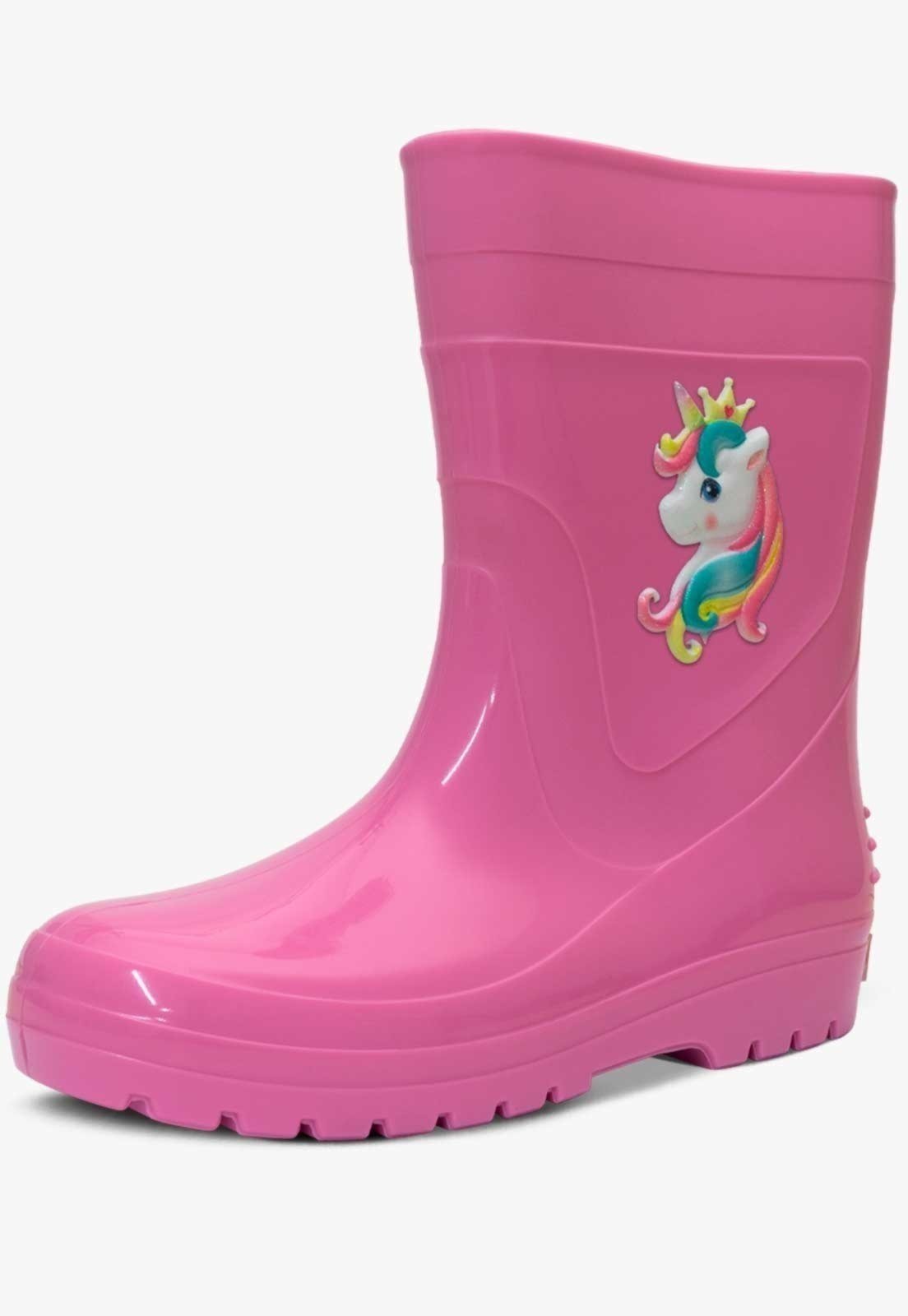 Vista 2 Infantil - Bota Galocha Feminina Pópidi Unicórnio preto Pópidí preto