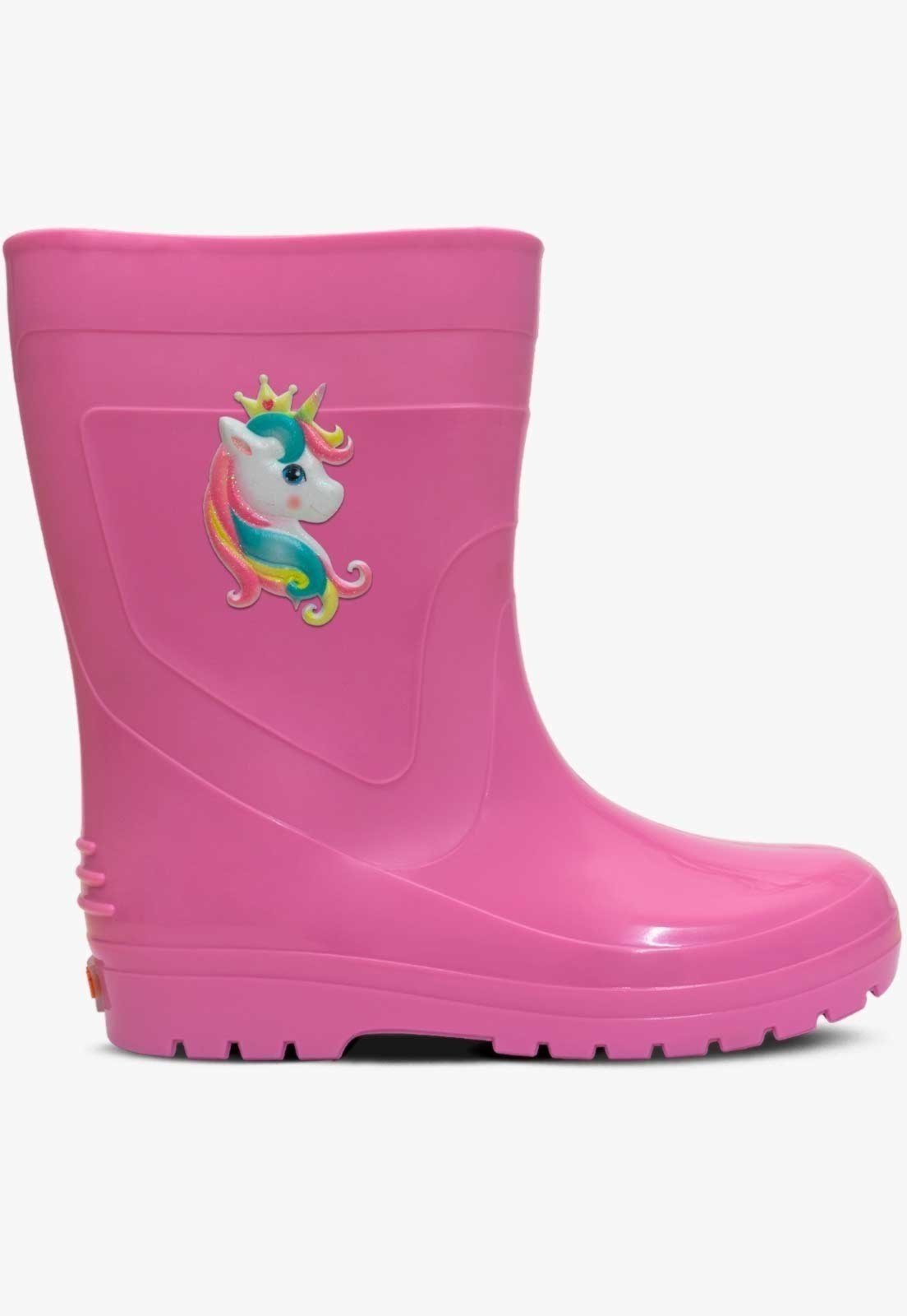 Vista 3 Infantil - Bota Galocha Feminina Pópidi Unicórnio preto Pópidí preto