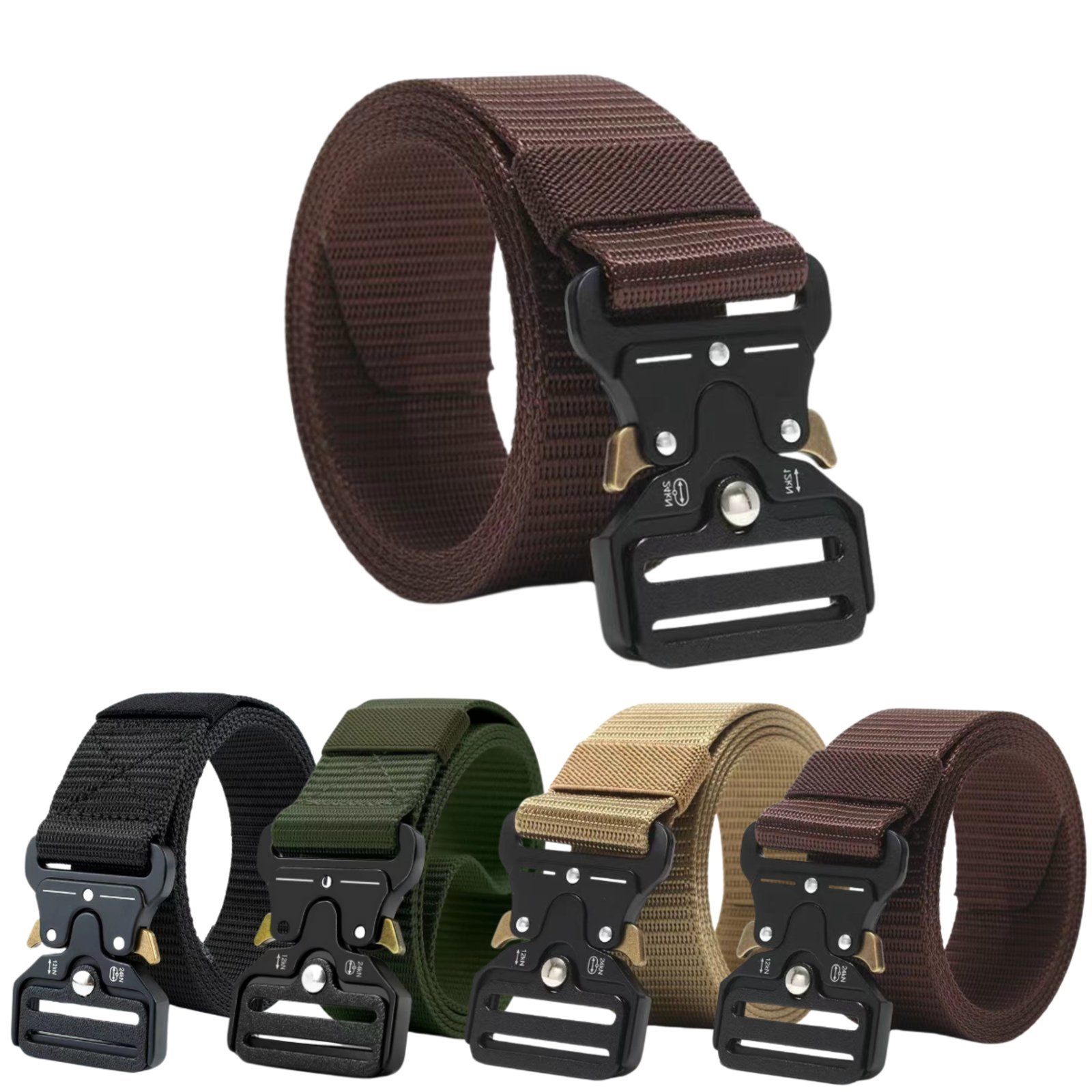 Cinto Masculino Tático Militar Fivela Metálica Engate Rápido Marrom Star Shop