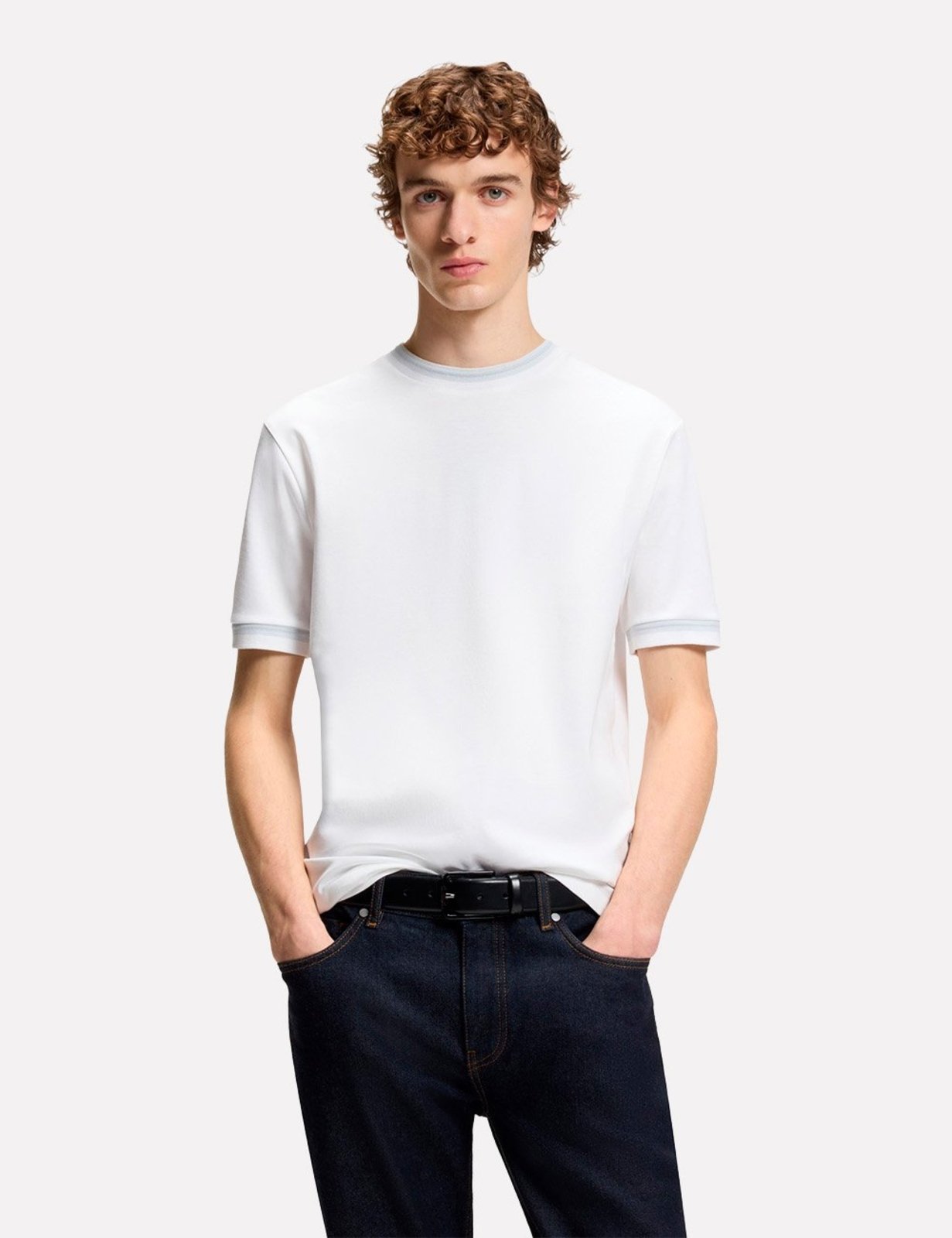 Camiseta Hugo Boss Masculina Slim Fit Mercerised H-Tessler 202 Branca