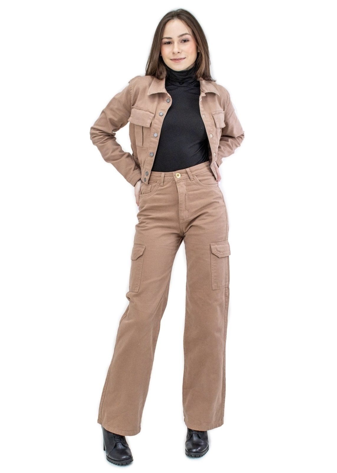 Infantil - Jaqueta Quase Anjo Jeans de Sarja Marrom Menina