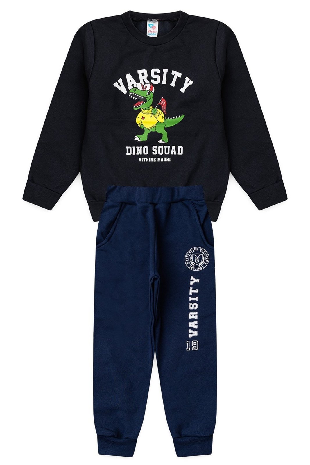 Infantil - Conjunto Moletom Menino c/ Bolso Dino Varsity
