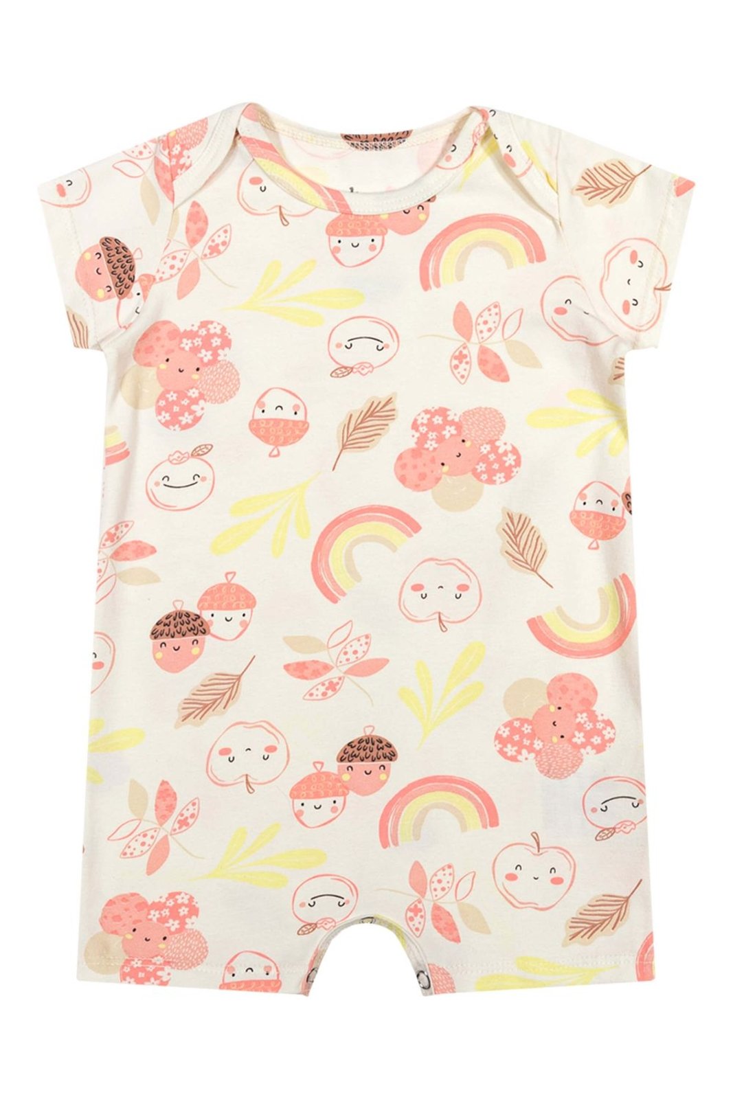 Infantil - Macaquinho Menina Curto Estampado Elian Bege