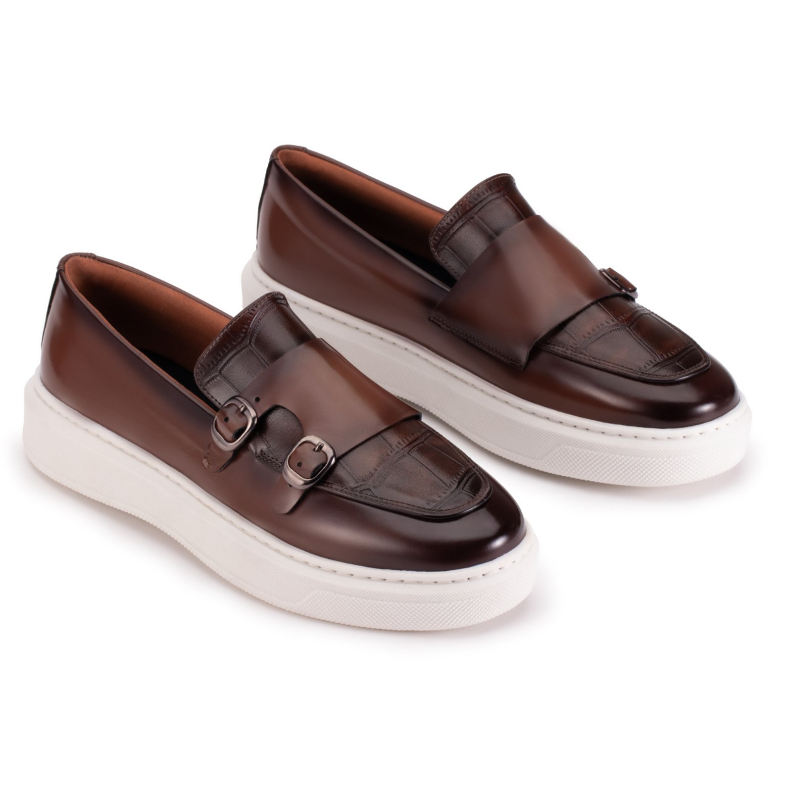 Loafer Masculino Mocassim Sapato Couro Fivela Casual Café Estilo Shoes