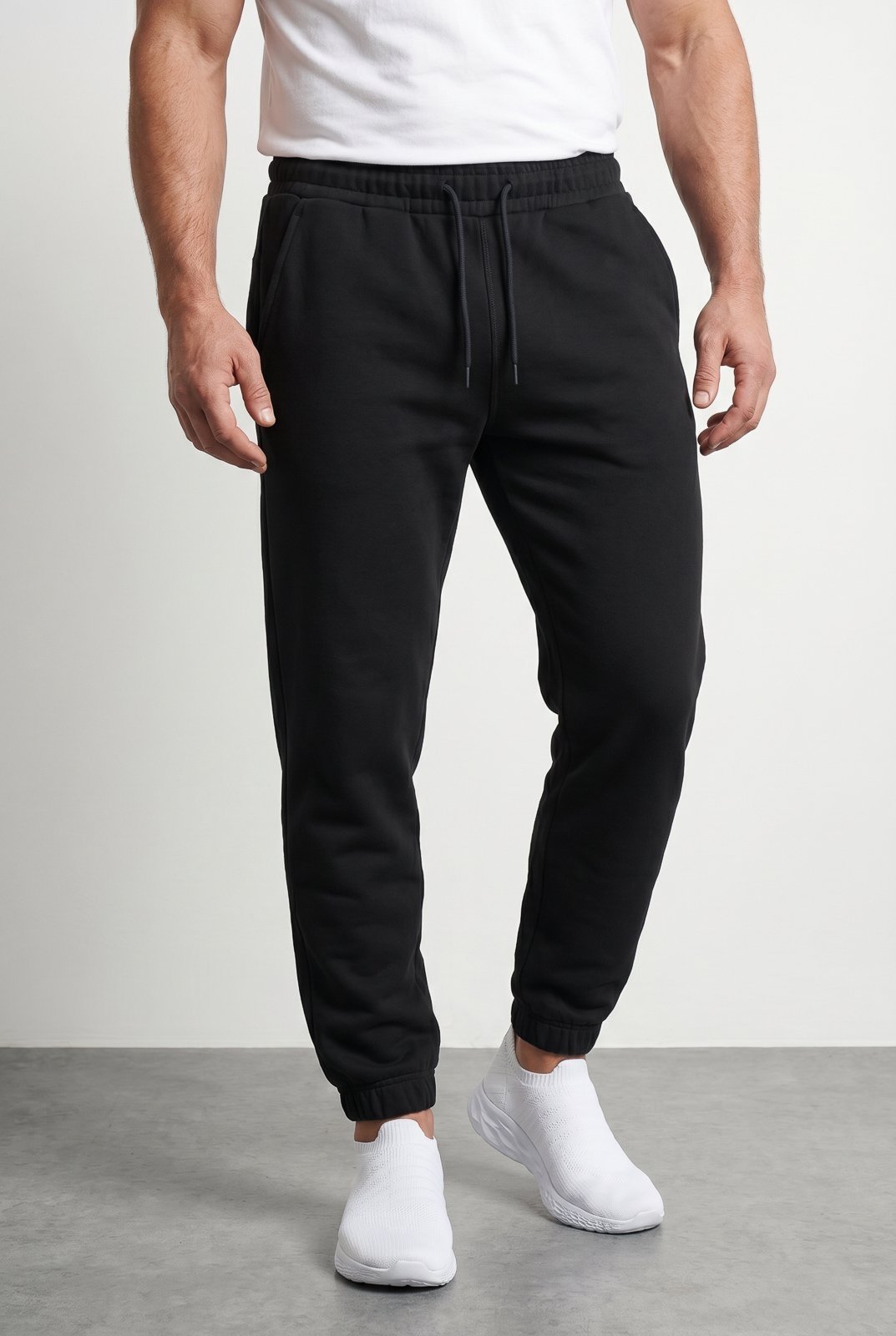 Calça masculina de moletom peluciado 69386 - Preto