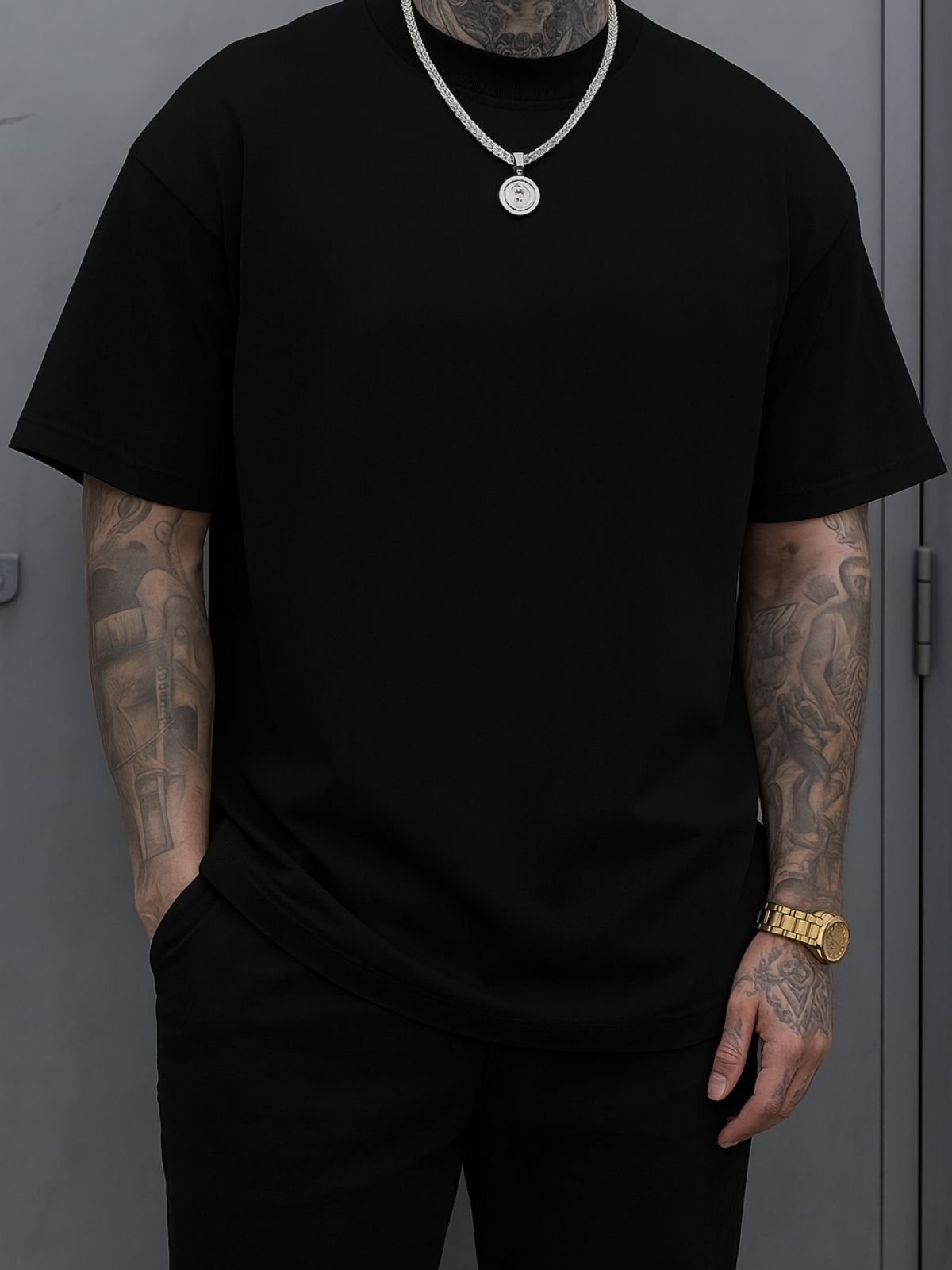 Camiseta Oversized Masculina Safira Moda Algodão Preto