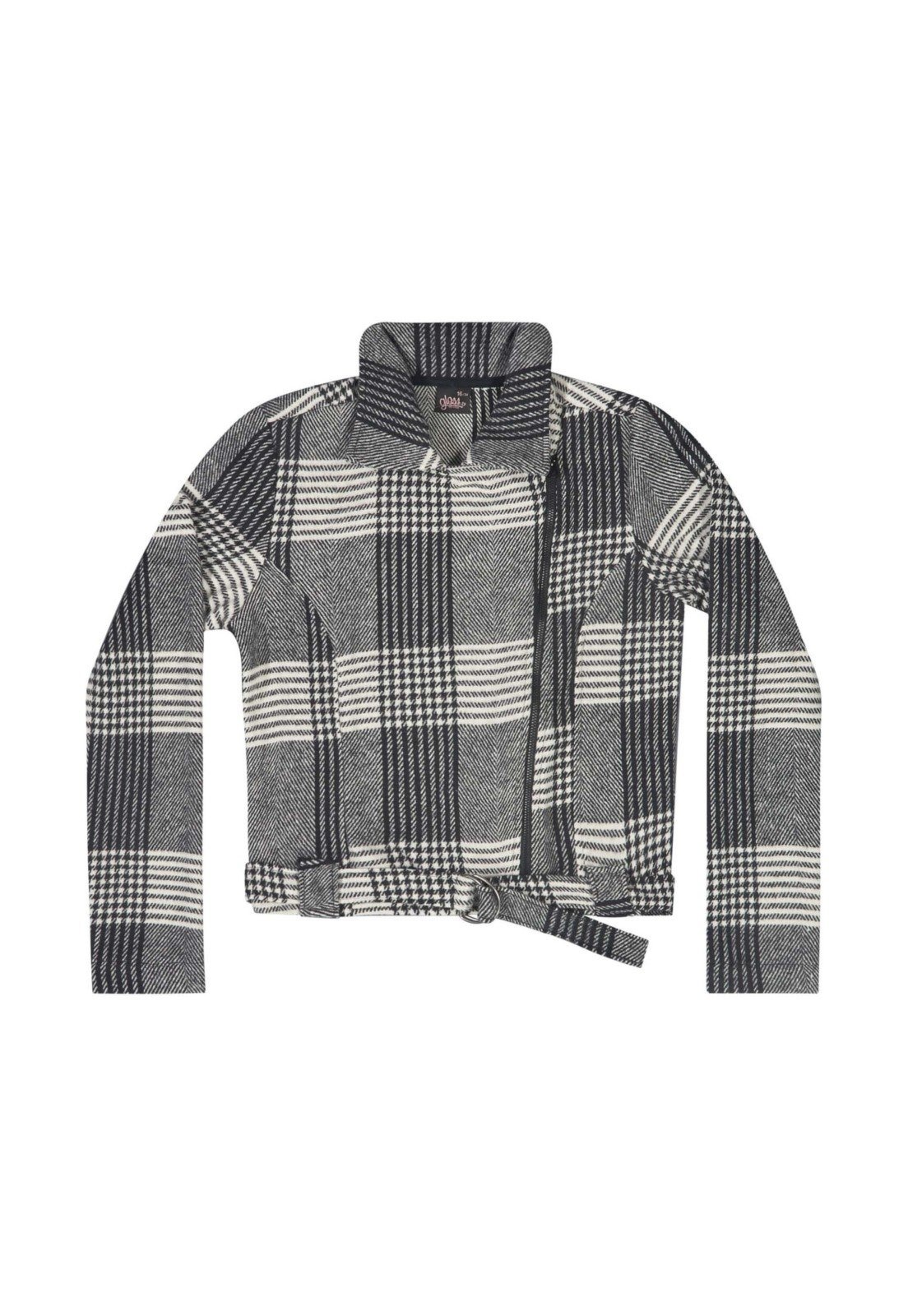 Vista 3 Infantil - Jaqueta Biker Juvenil em Tecido Alfaiataria Gloss preto Gloss preto