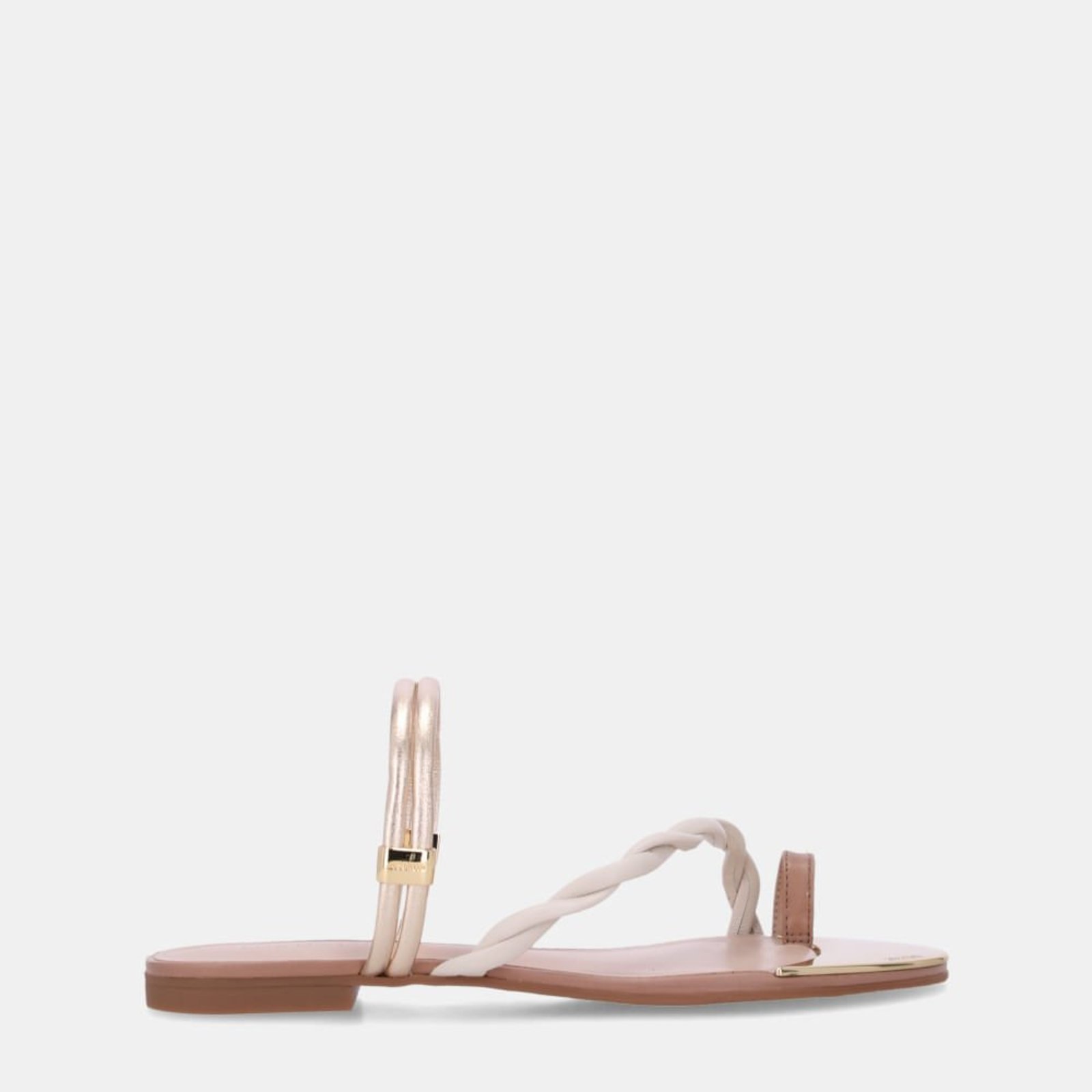 Chinelo Couro Laminati Ouro-53129400 Luz da Lua