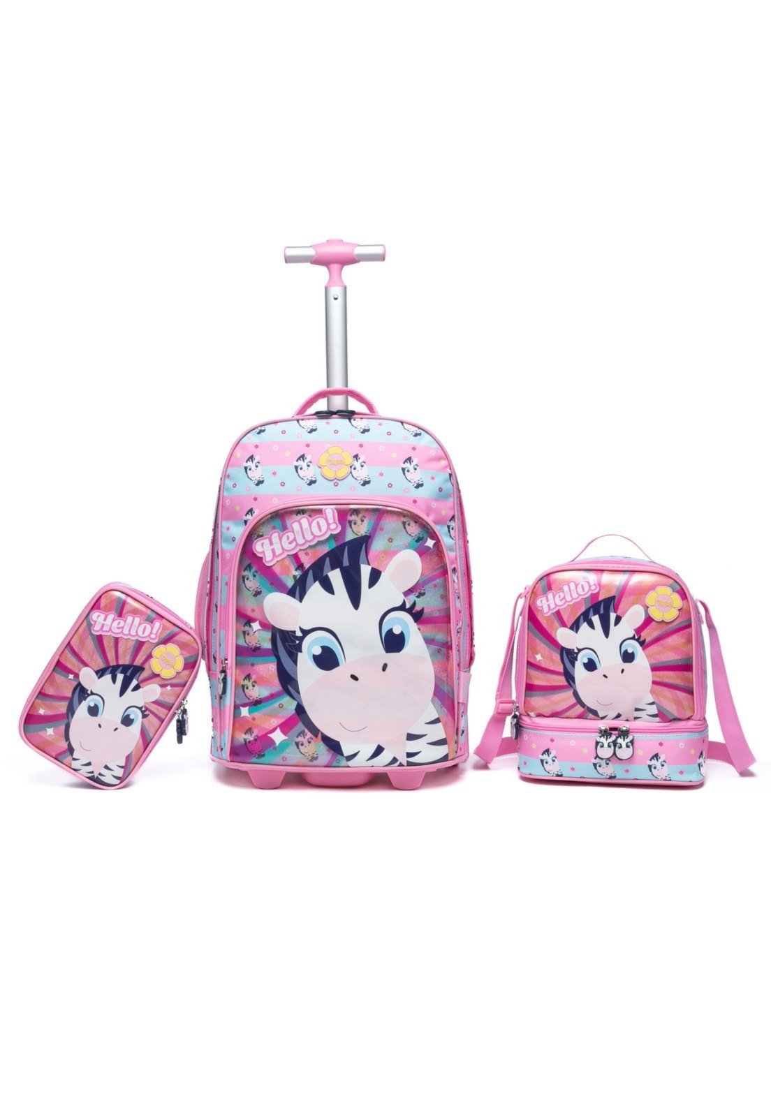 Infantil – Mochila Yupe Rodinhas Escolar Lancheira Estojo Menina Espaçosa