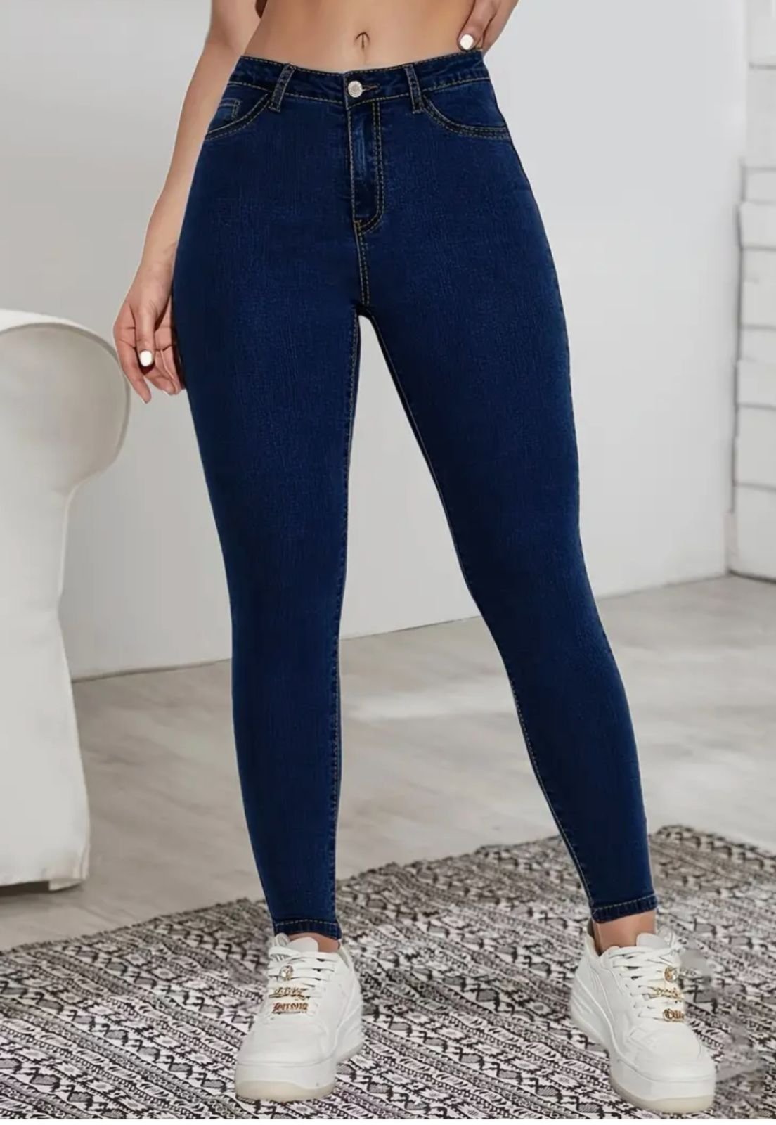 Calça Jeans Feminina Skinny Premium Modela o Corpo Cintura Alta com Elastano Lavagem Escura