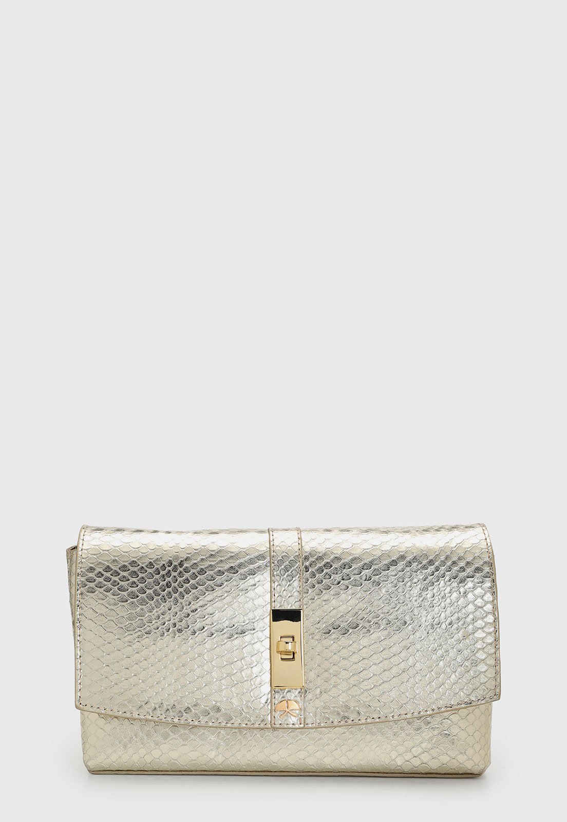 Vista 2 Bolsa Feminina Luiza Barcelos Texturizada Dourada dourado Luiza Barcelos dourado
