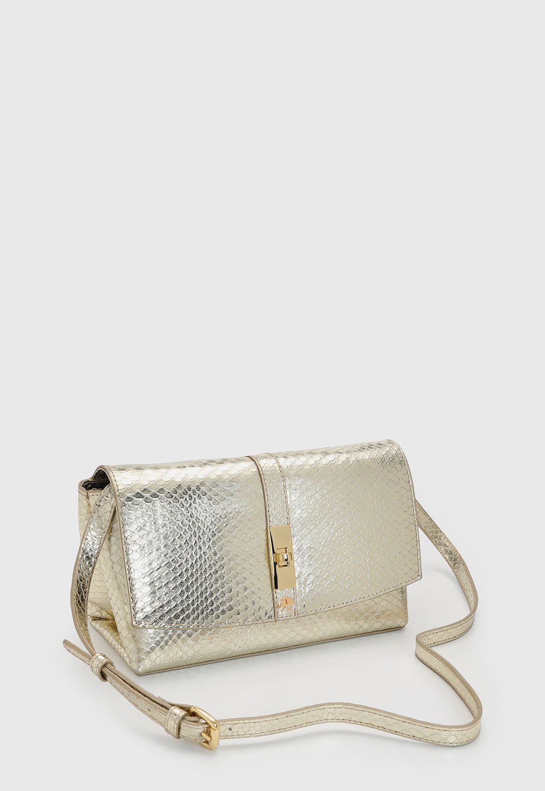 Vista 3 Bolsa Feminina Luiza Barcelos Texturizada Dourada dourado Luiza Barcelos dourado