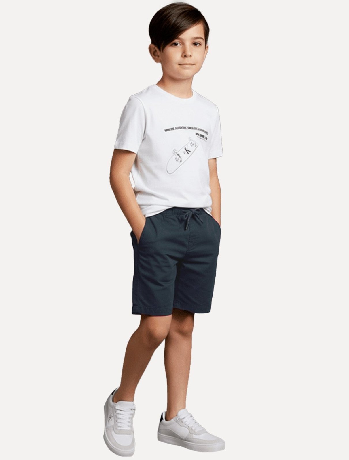 Infantil - Bermuda Calvin Klein Color Curta Paper Azul Marinho