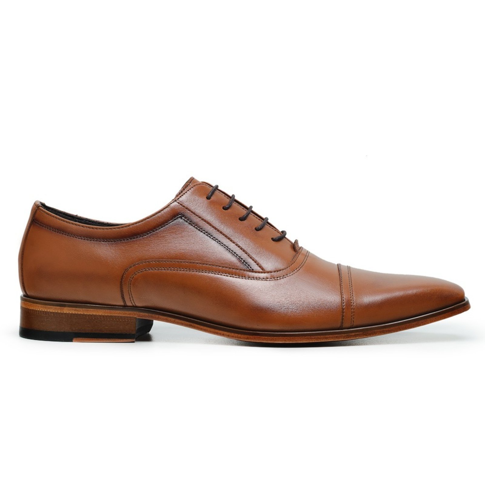 Sapato Fino Social em Couro Oxford Paulo Vieira Cor Caramelo
