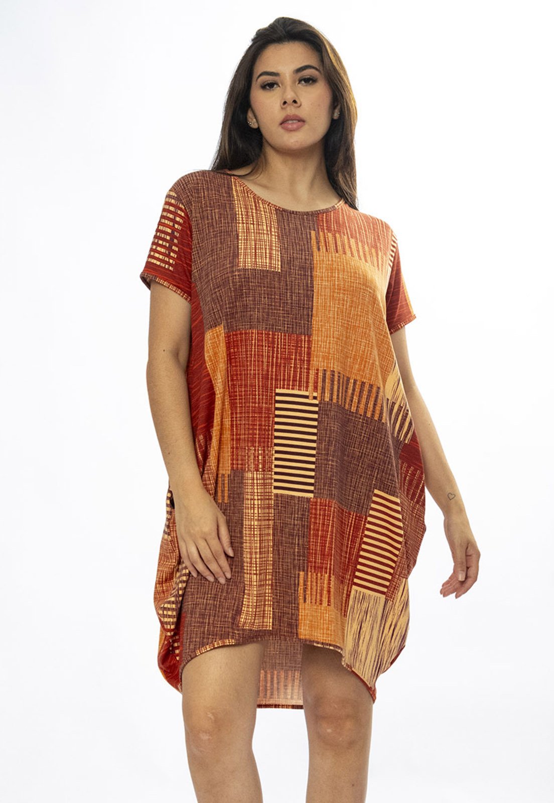 Vestido Curto Amazônia Vital Malha Amplo Always Estampa Tramas do Sol