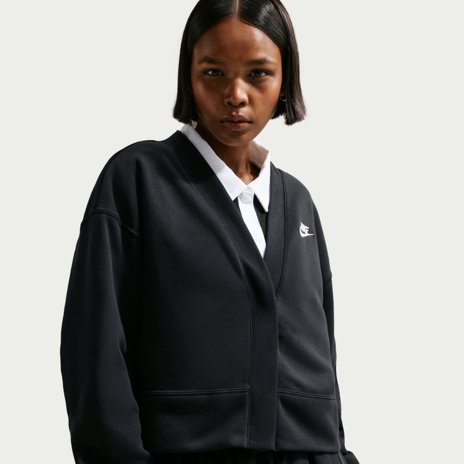 Vista 2 Cardigan Nike Sportswear Club Fleece Feminino preto Nike preto